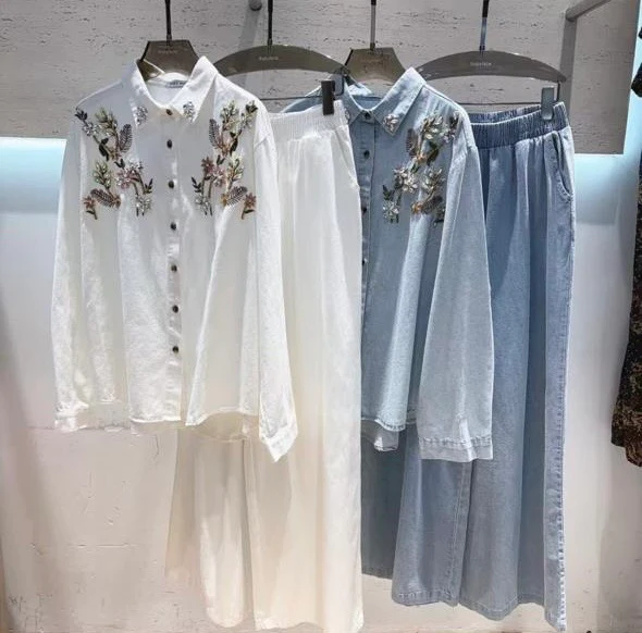 Bloom Stitched Denim Cords Set - Image 2