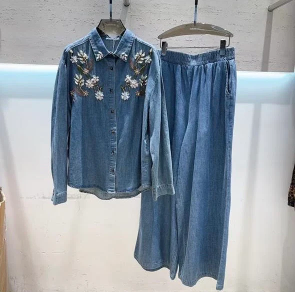Bloom Stitched Denim Cords Set - Image 4