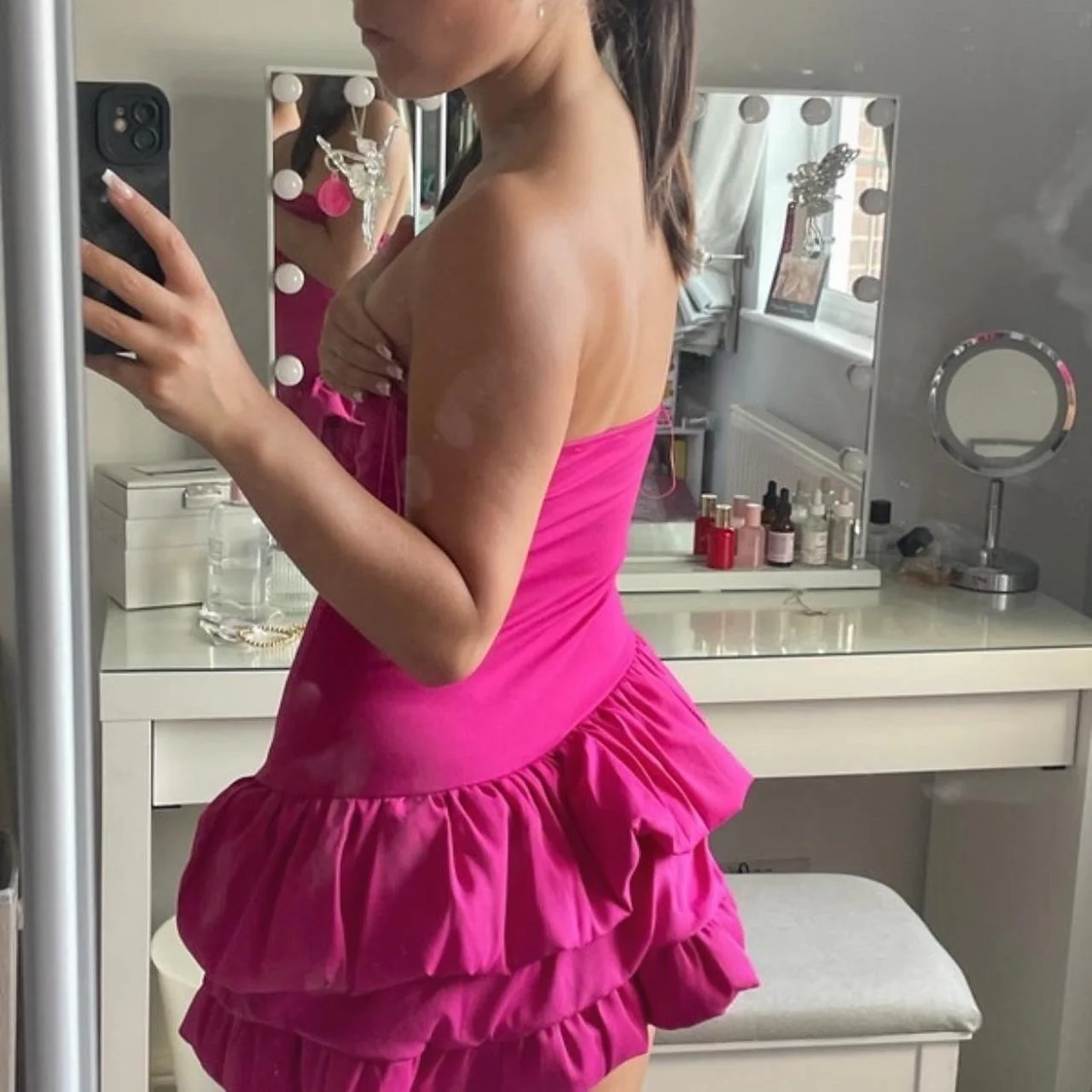 Bria Pink Ruffle Dress - Image 3