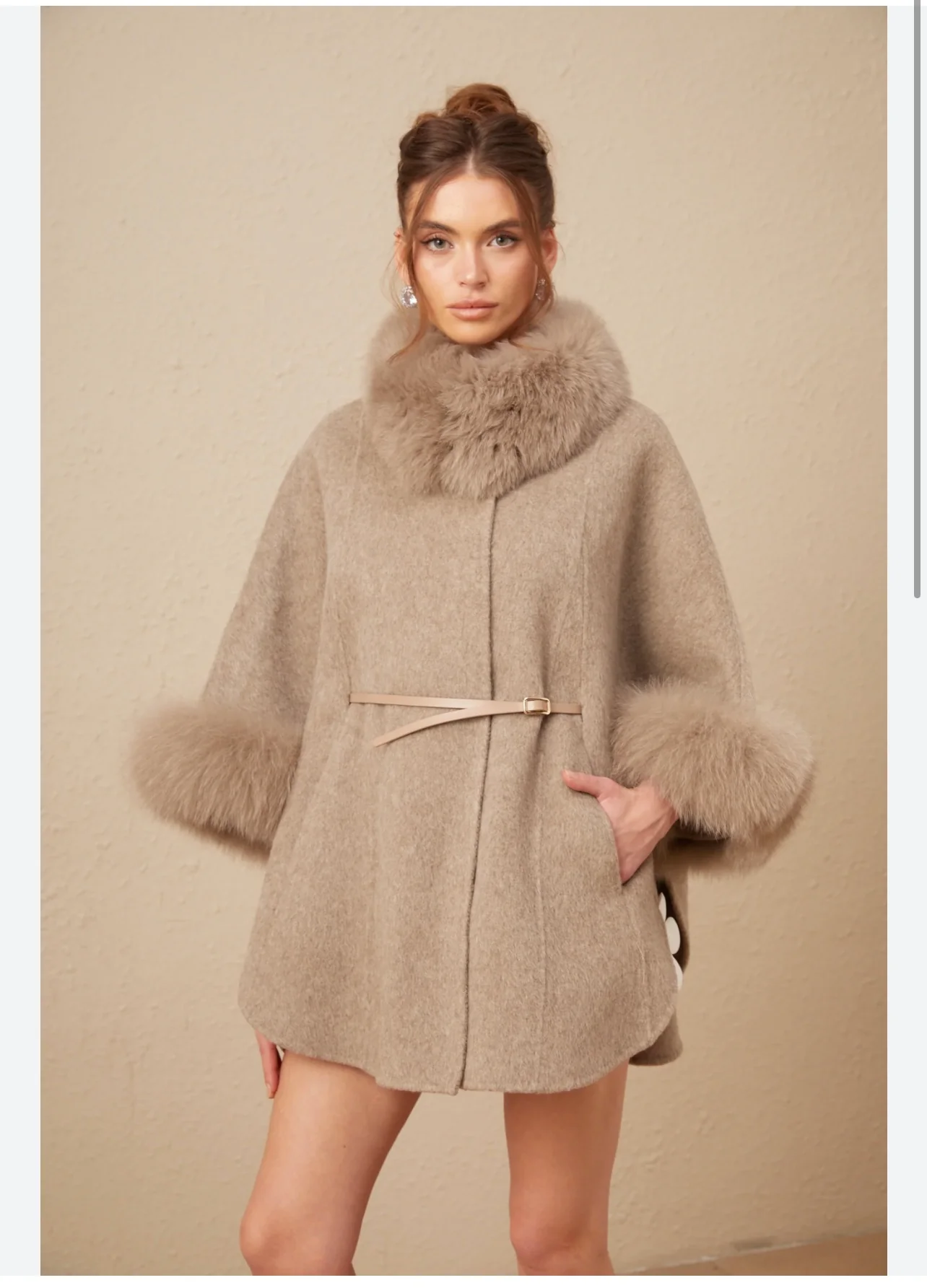 Chloris Wool Belted Cape - Image 2