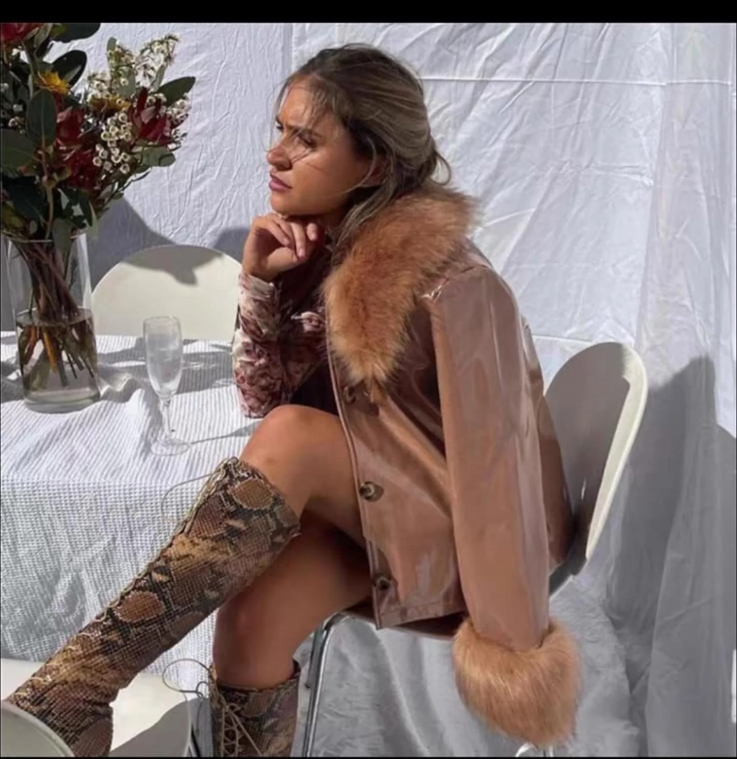 Chyla Leather Fur Jacket - Image 6