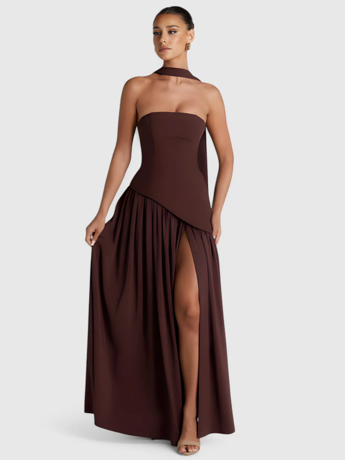 Cocoa Luxe Slit Dress - Image 10
