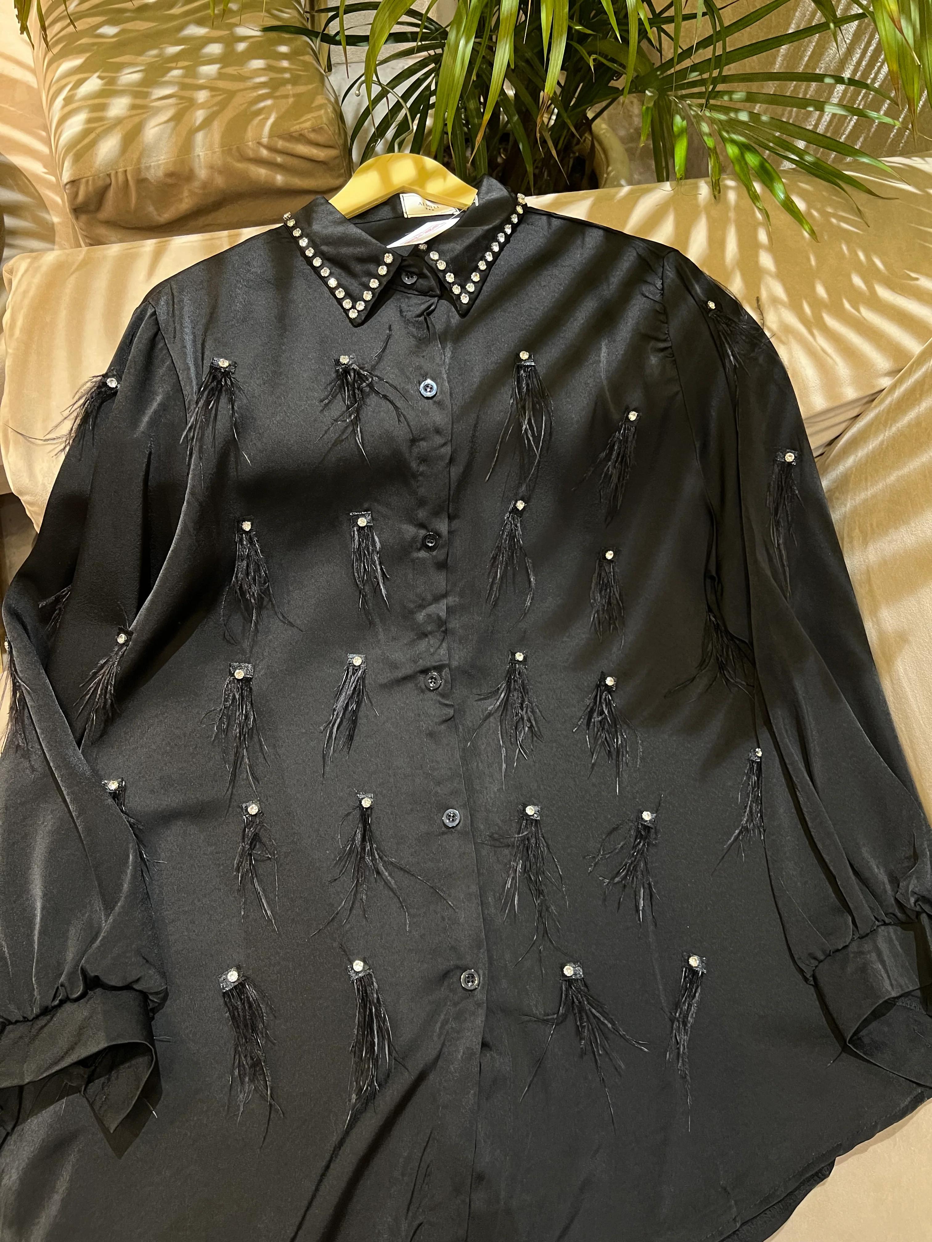 Crystal Embellished Fur Luxe Shirt - Image 3