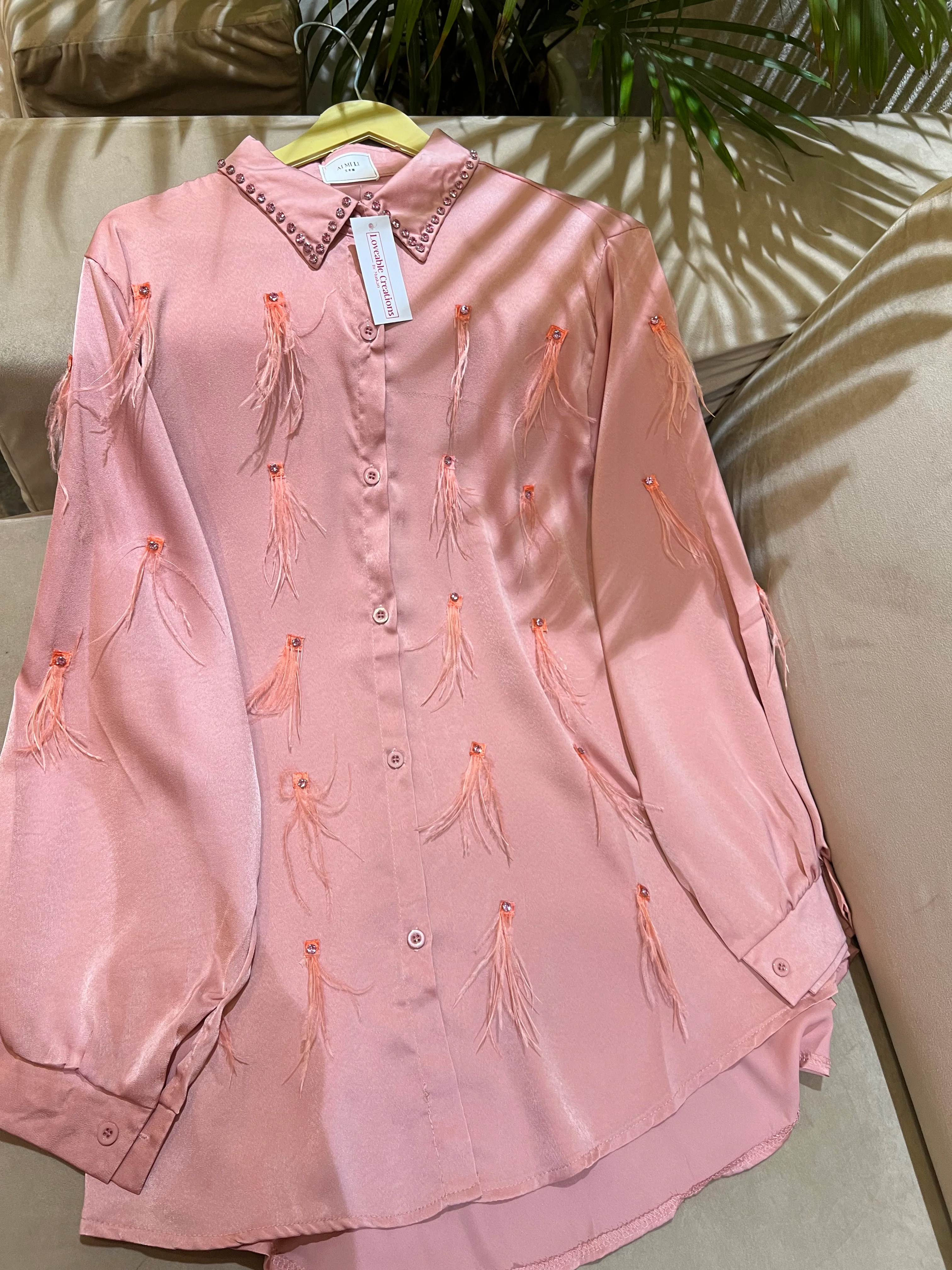 Crystal Embellished Fur Luxe Shirt - Image 4