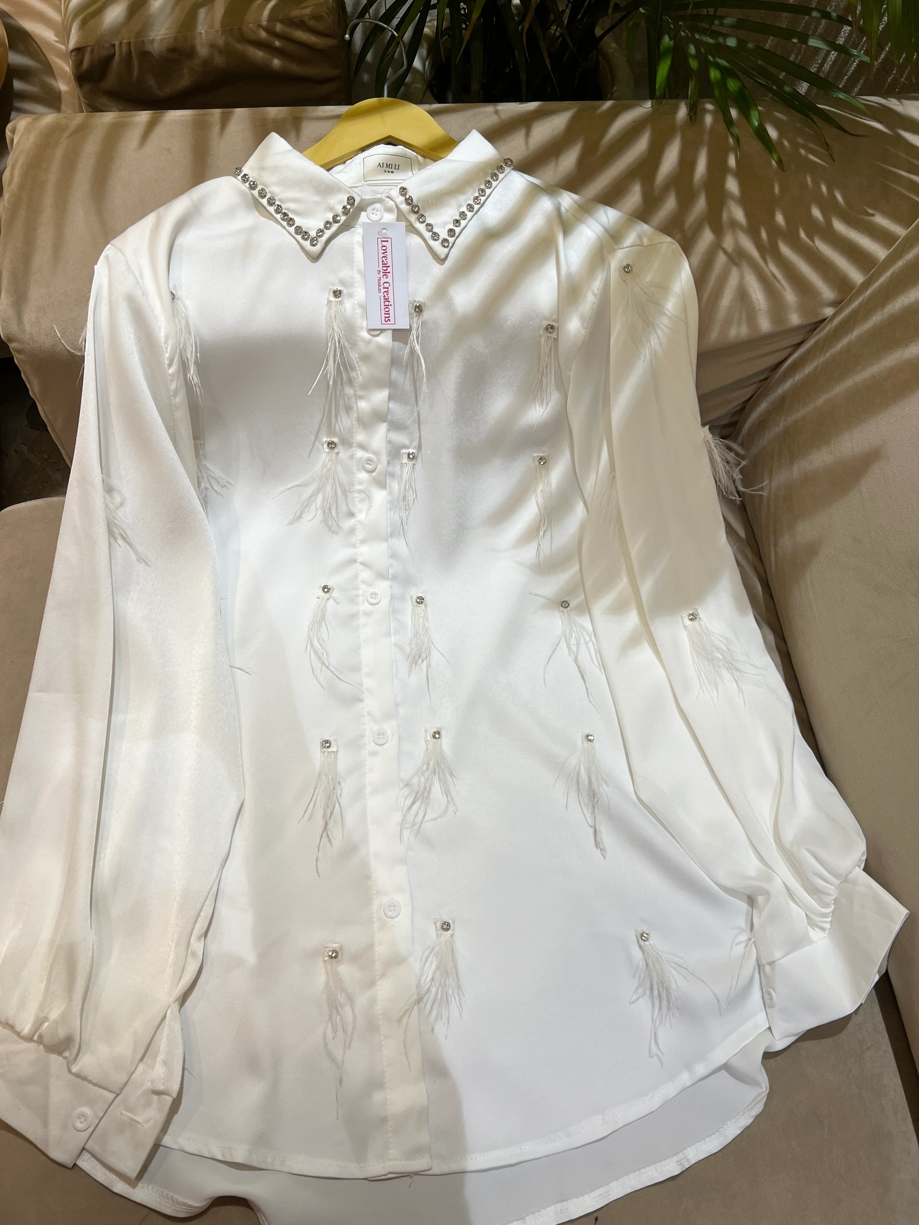 Crystal Embellished Fur Luxe Shirt - Image 5