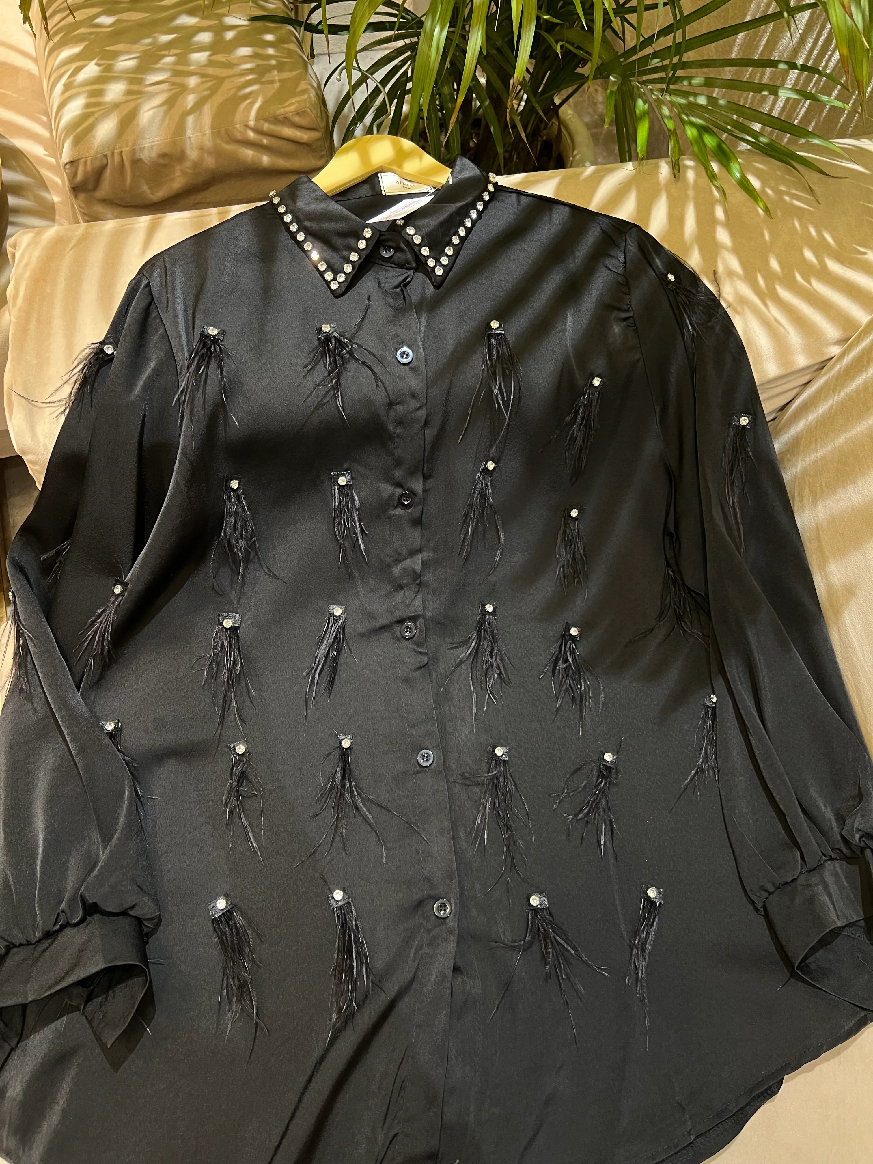 Crystal Embellished Fur Luxe Shirt - Image 6