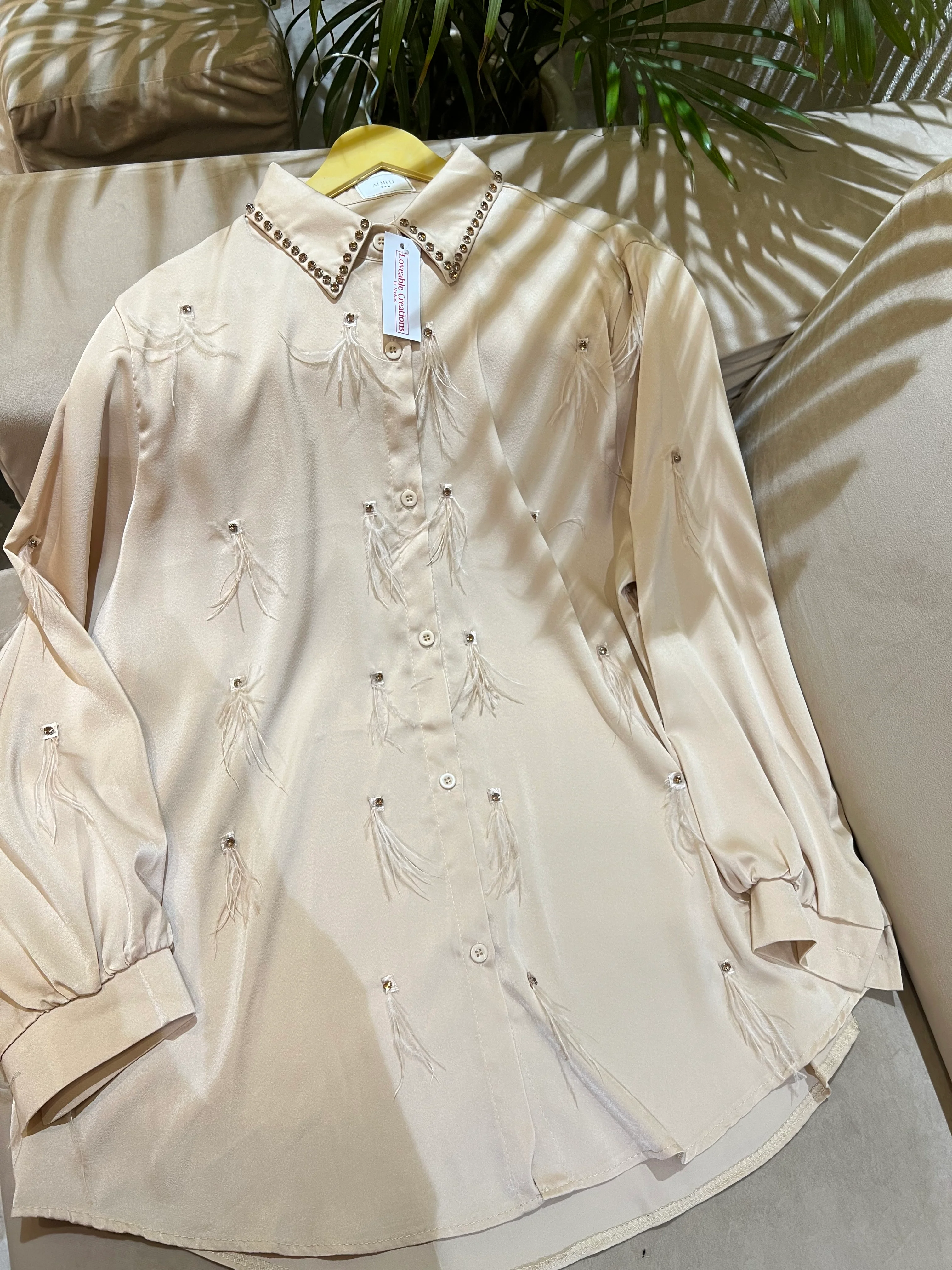 Crystal Embellished Fur Luxe Shirt - Image 7