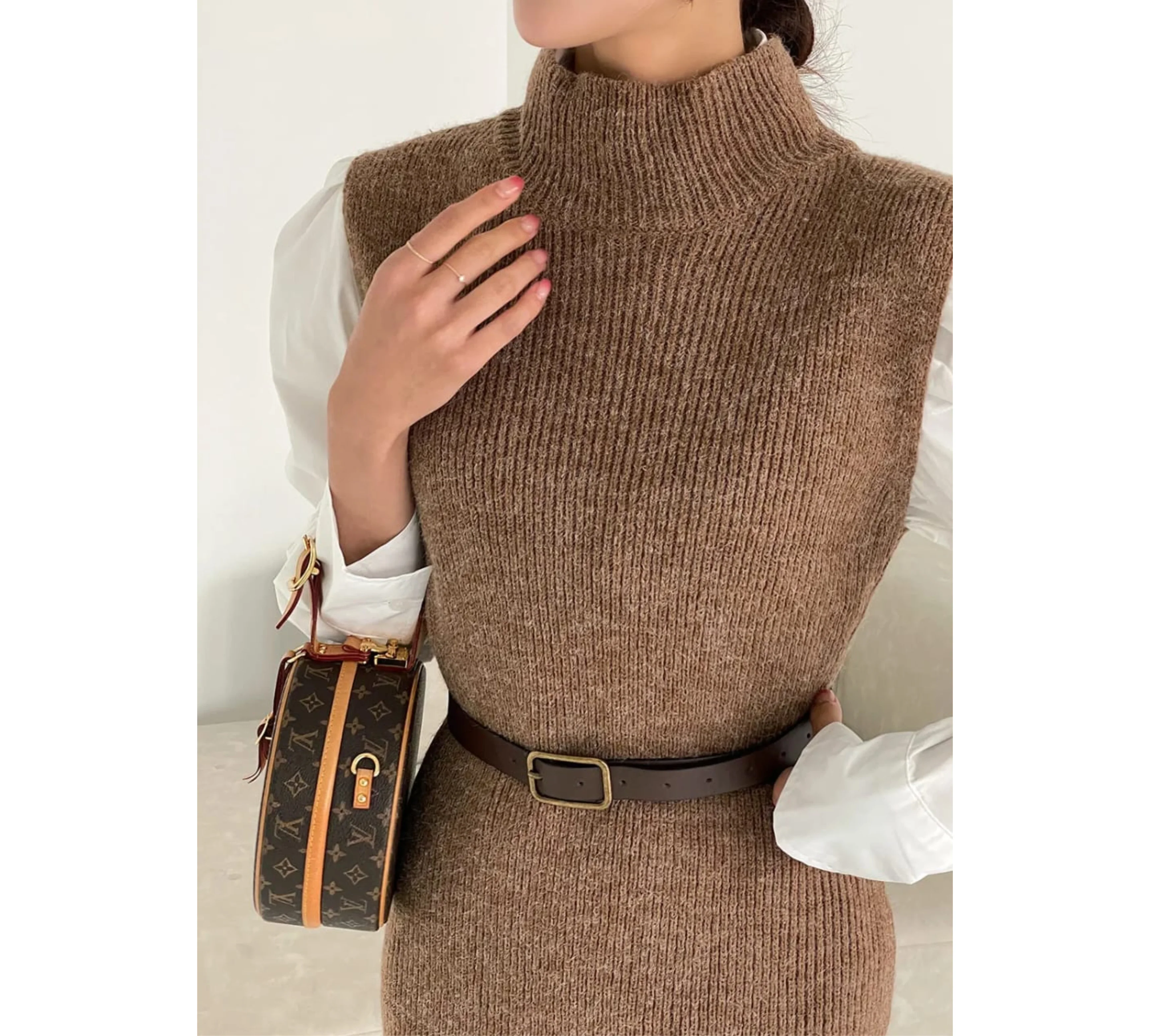 Dazy Sleeveless Long Knit Dres with Belt - Image 5