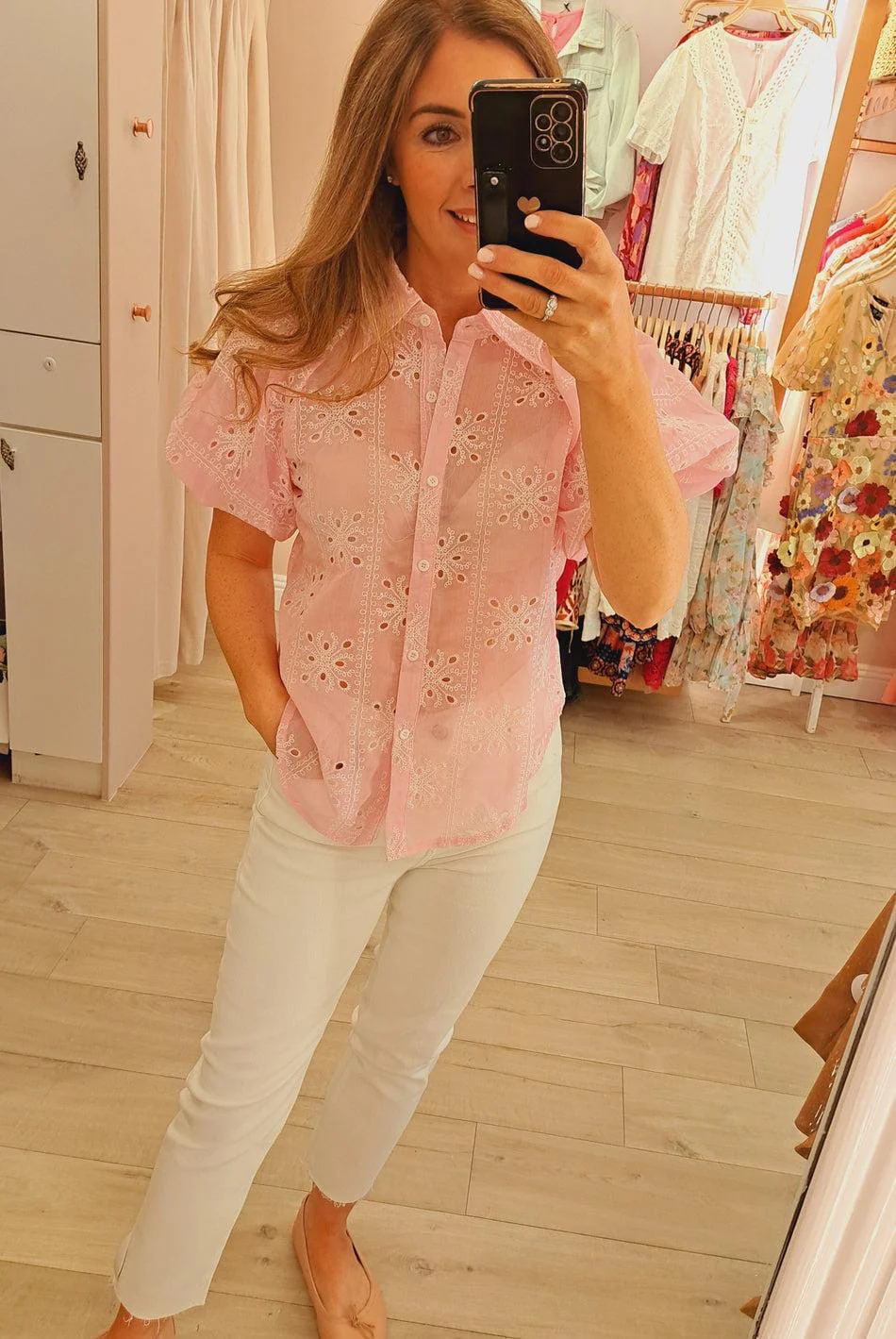 Embriodery Collar Crystal Shirt - Image 5