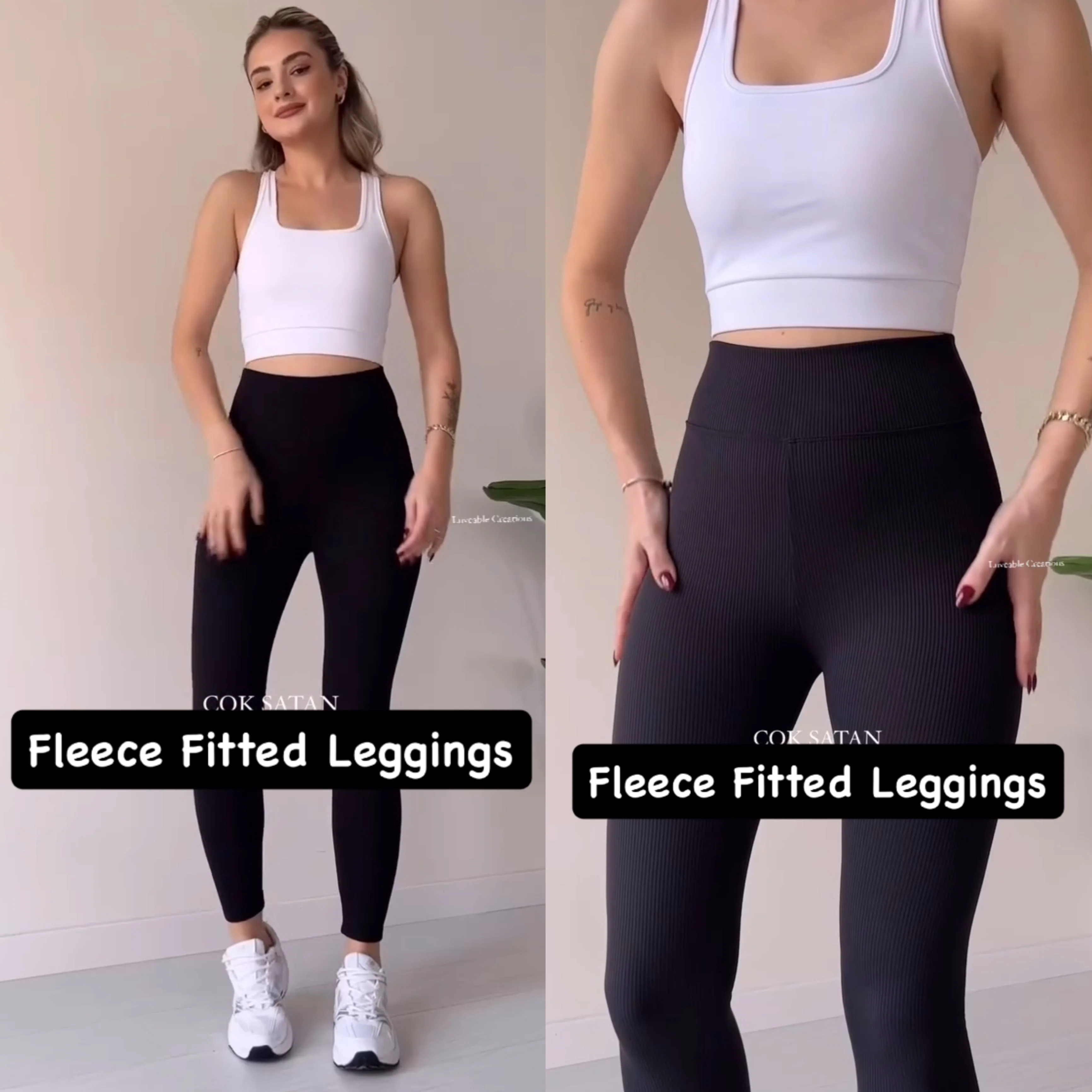 Basic Fleece Fitted Leggings - Image 2