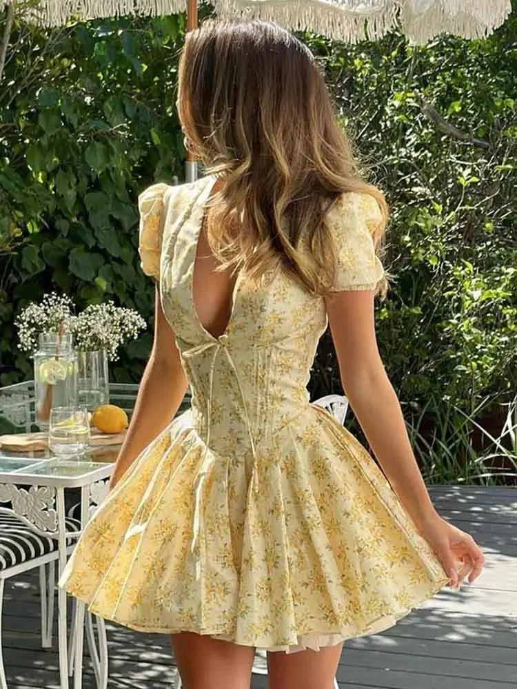 Flora V Neck Mini Dress - Image 3