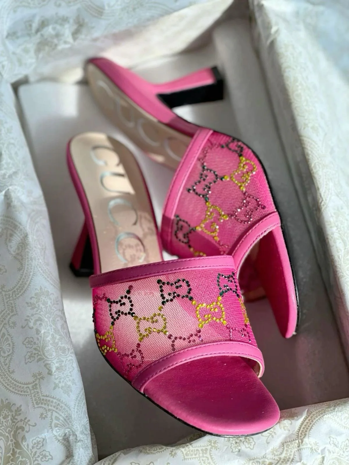 Guccii Swarovski Mules - Image 2