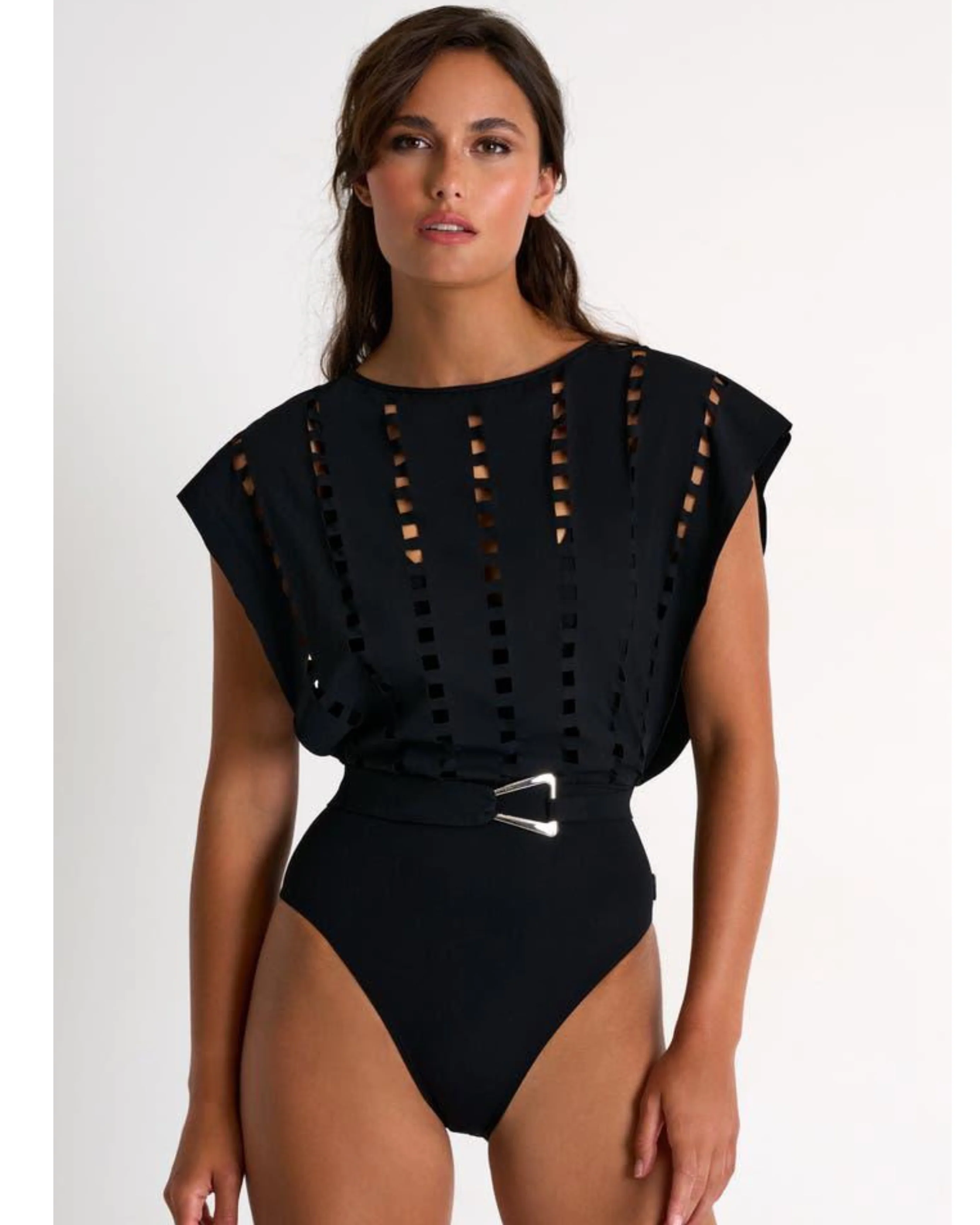 Lazer Cut bodysuit with shorts