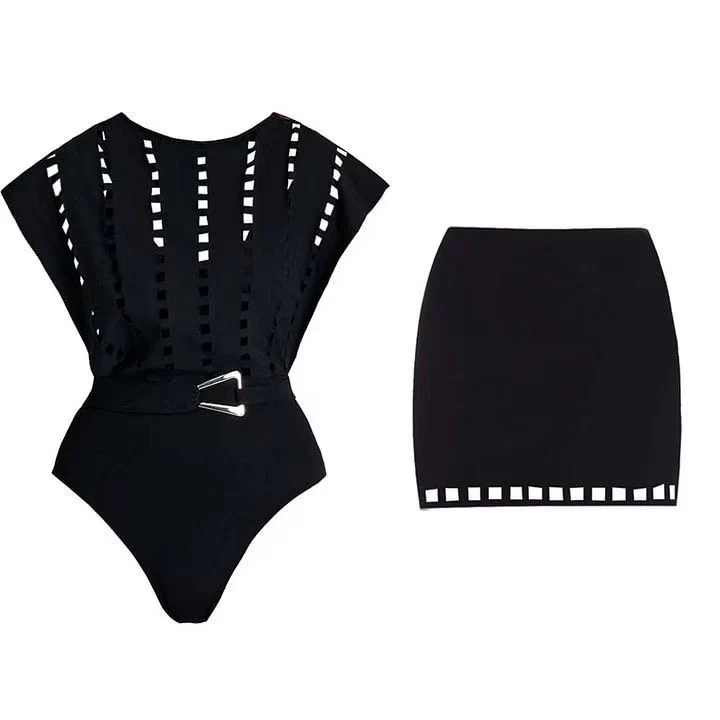 Lazer Cut bodysuit with shorts - Image 2