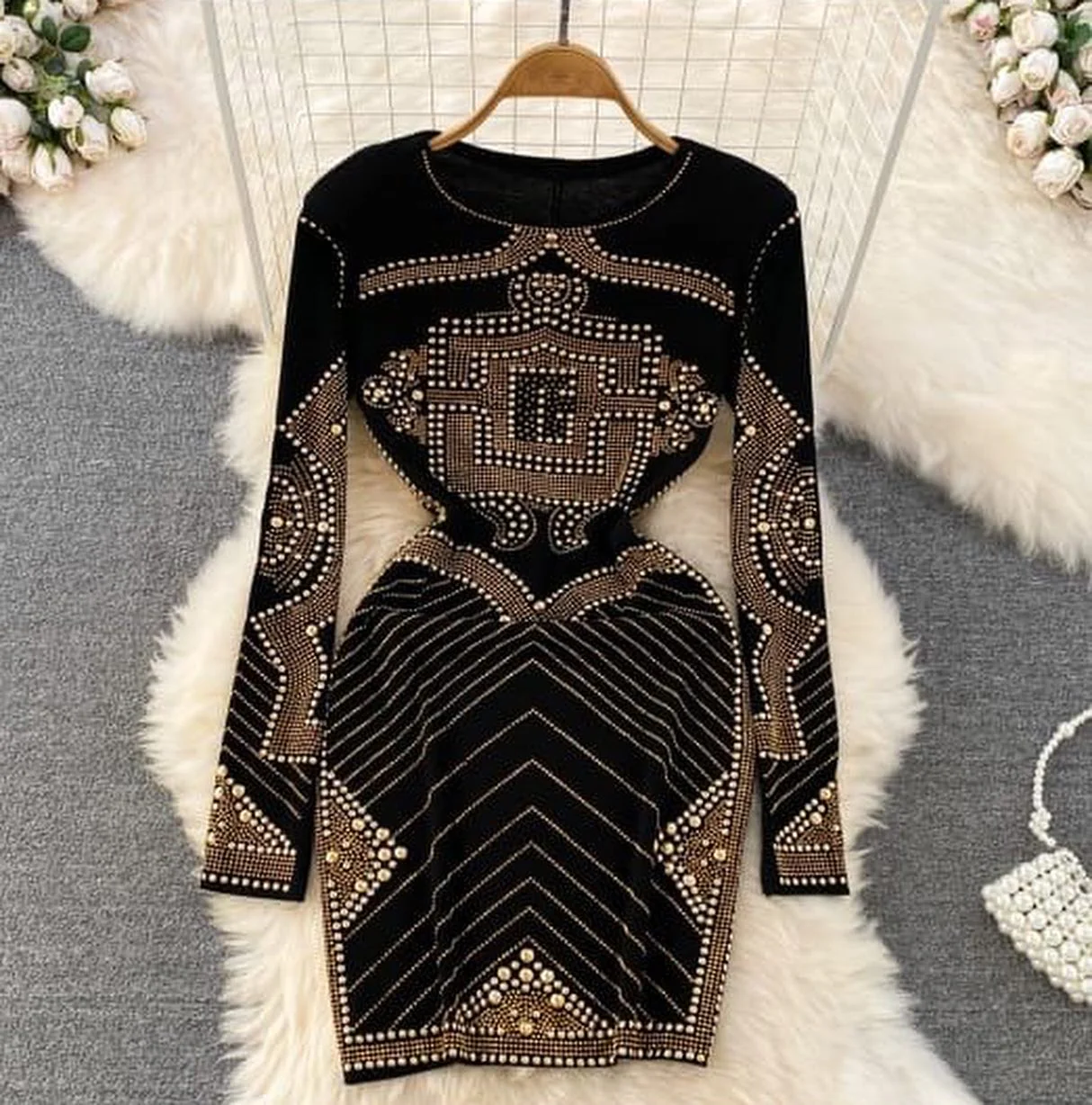 Luxurious Mettalic Beaded Dress - Image 3