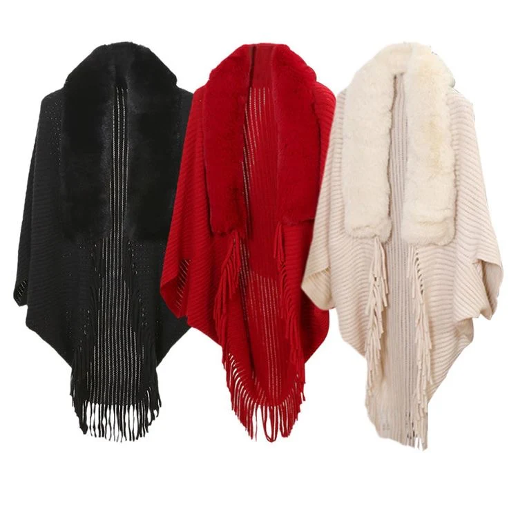 Luxury Faux Fur Collar Shawl - Image 4