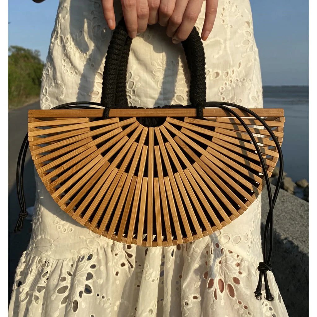 Luxury Half Moon Bamboo Bag - Image 6