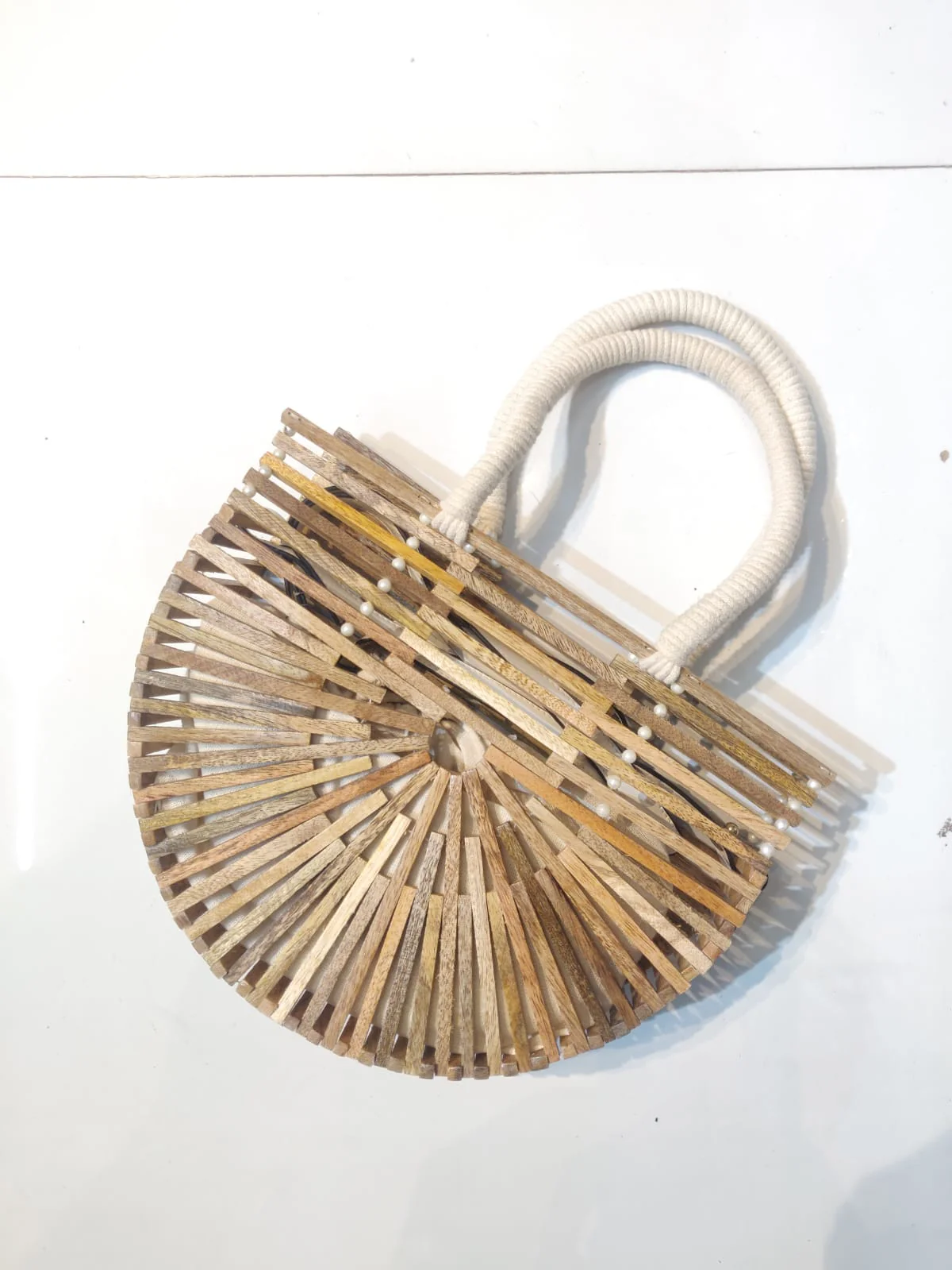 Luxury Half Moon Bamboo Bag - Image 7