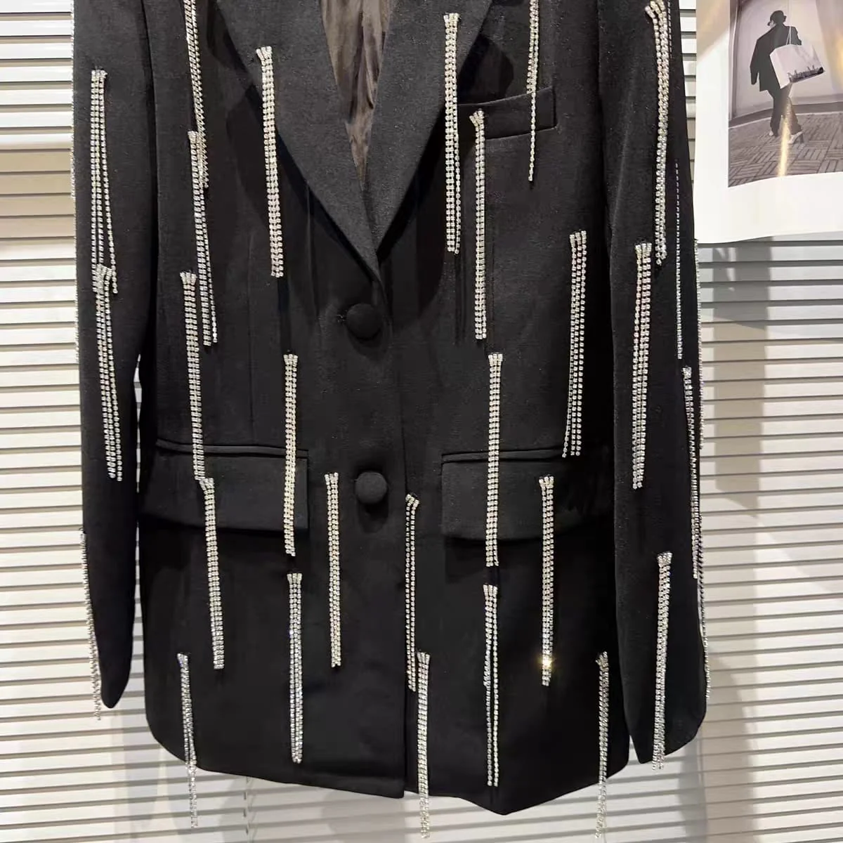 Luxury Rhinestone Fringe Blazer - Image 3