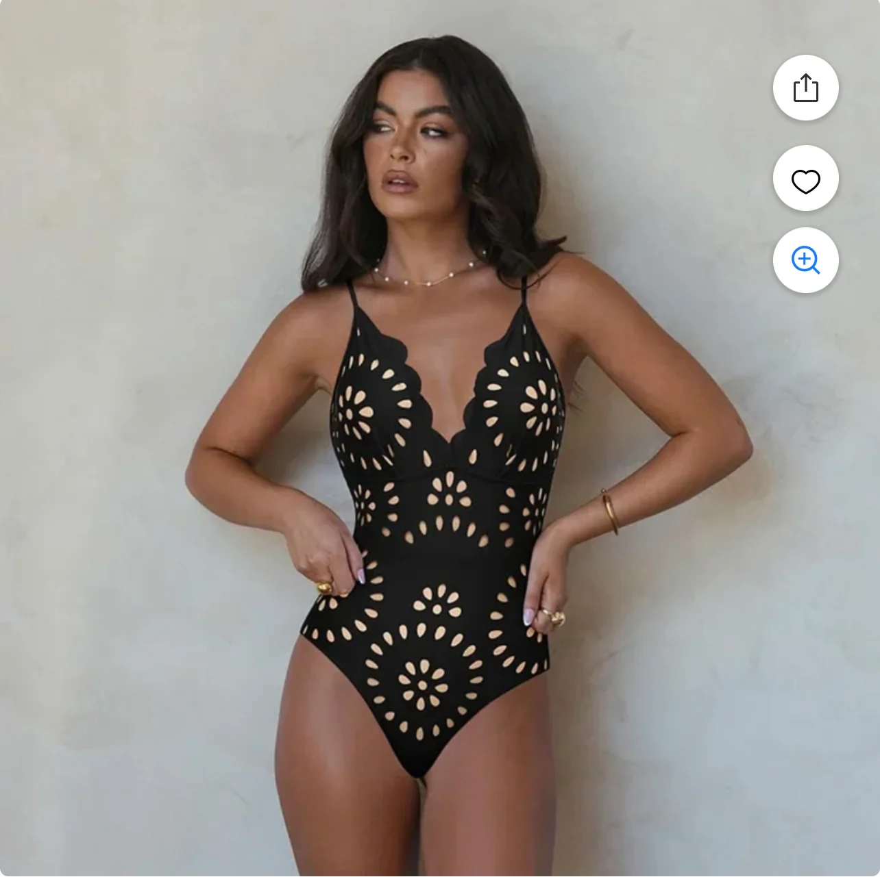Maio Flower 2 Pc Swimsuit Set (Black) - Image 2
