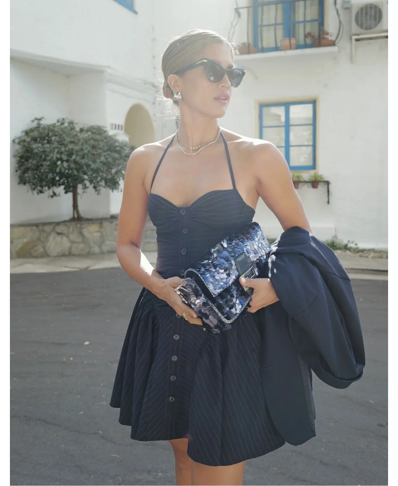 Melody Pinstripe Mini Dress - Image 3
