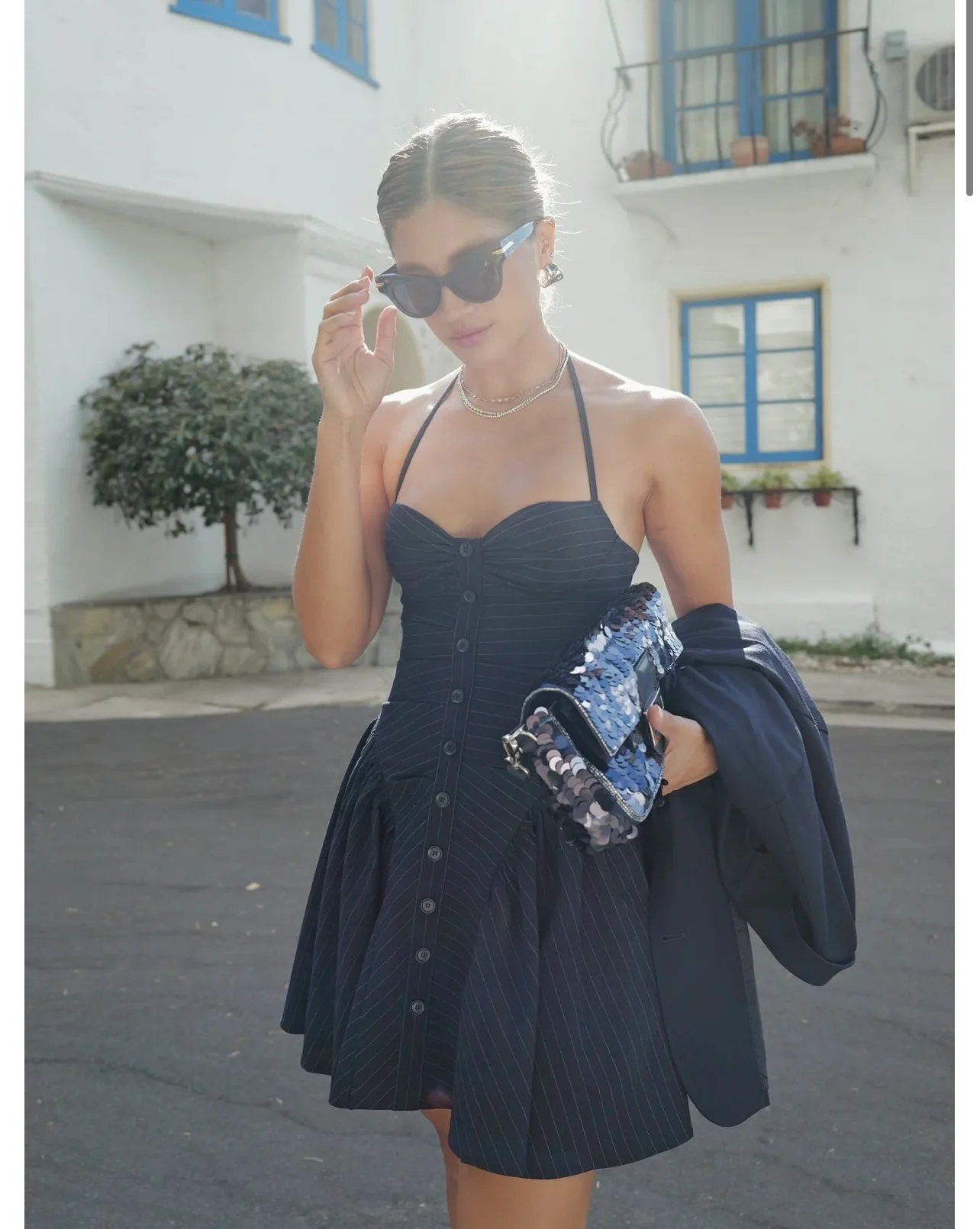 Melody Pinstripe Mini Dress - Image 4