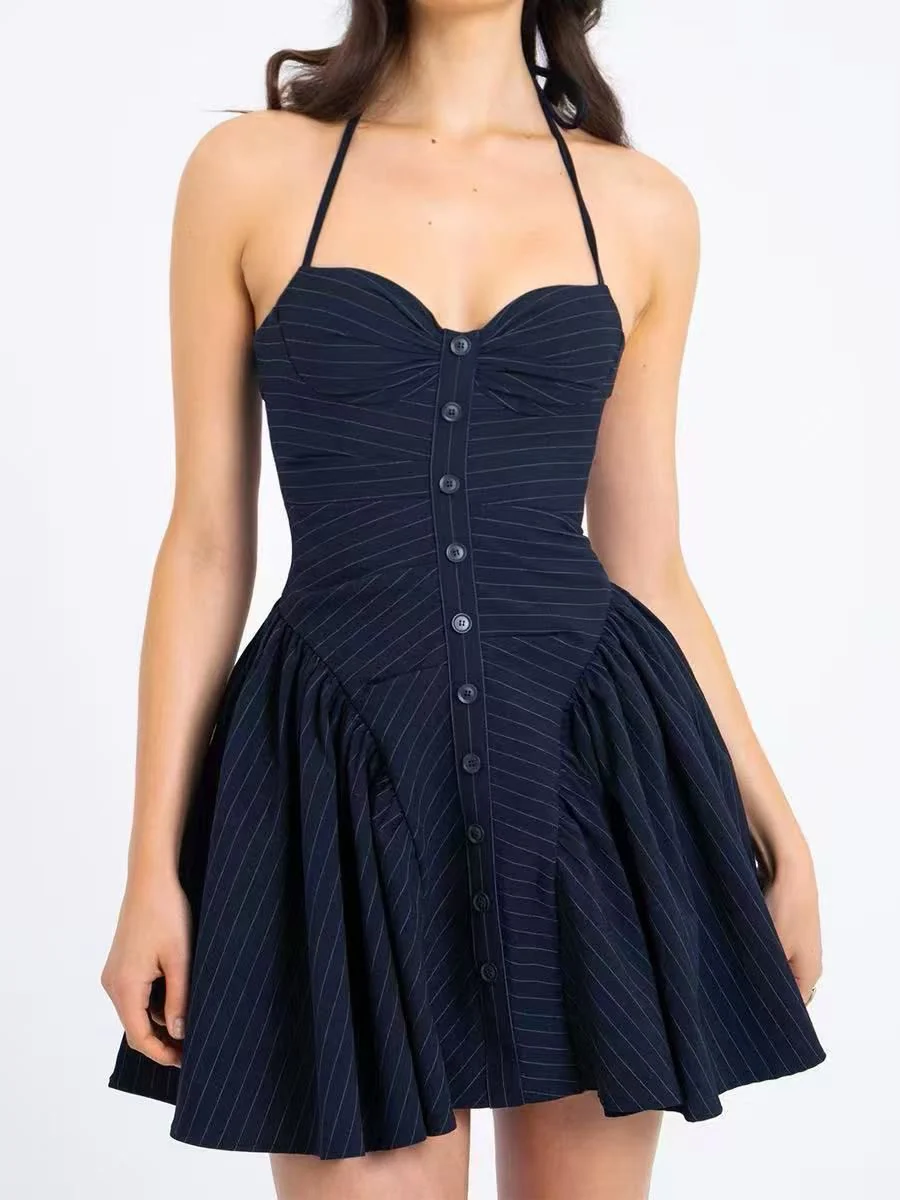 Melody Pinstripe Mini Dress - Image 5