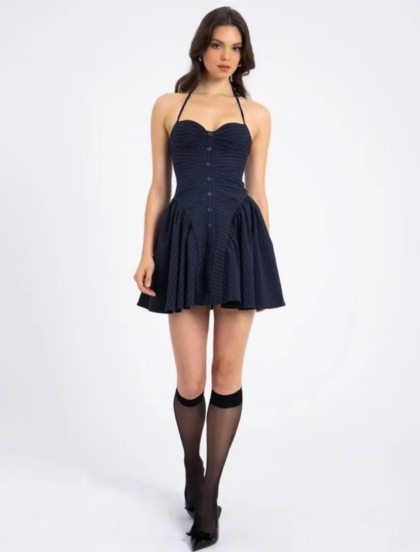Melody Pinstripe Mini Dress - Image 6