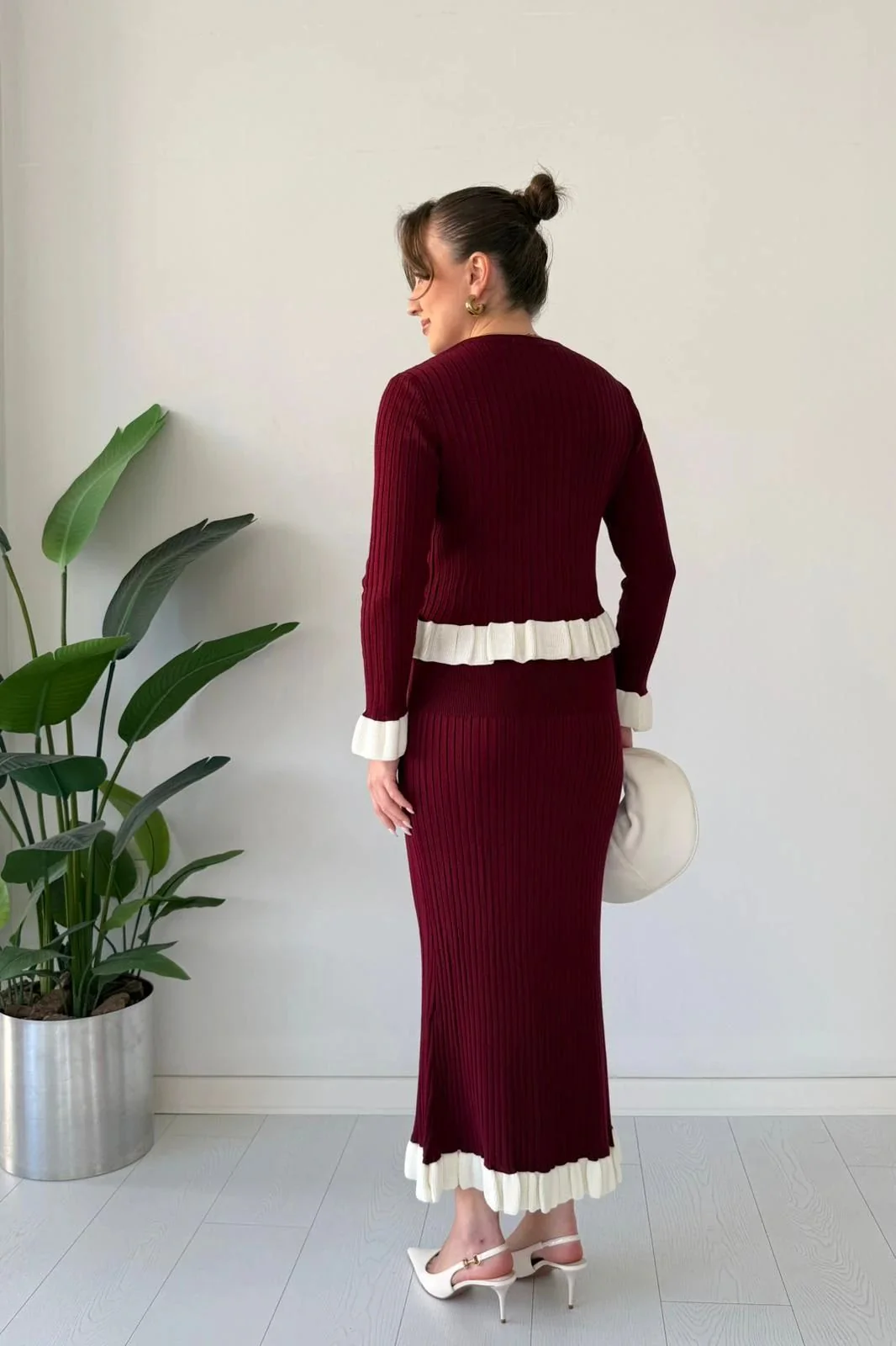 Merlot Ruffle Knit Skirt Set - Image 2