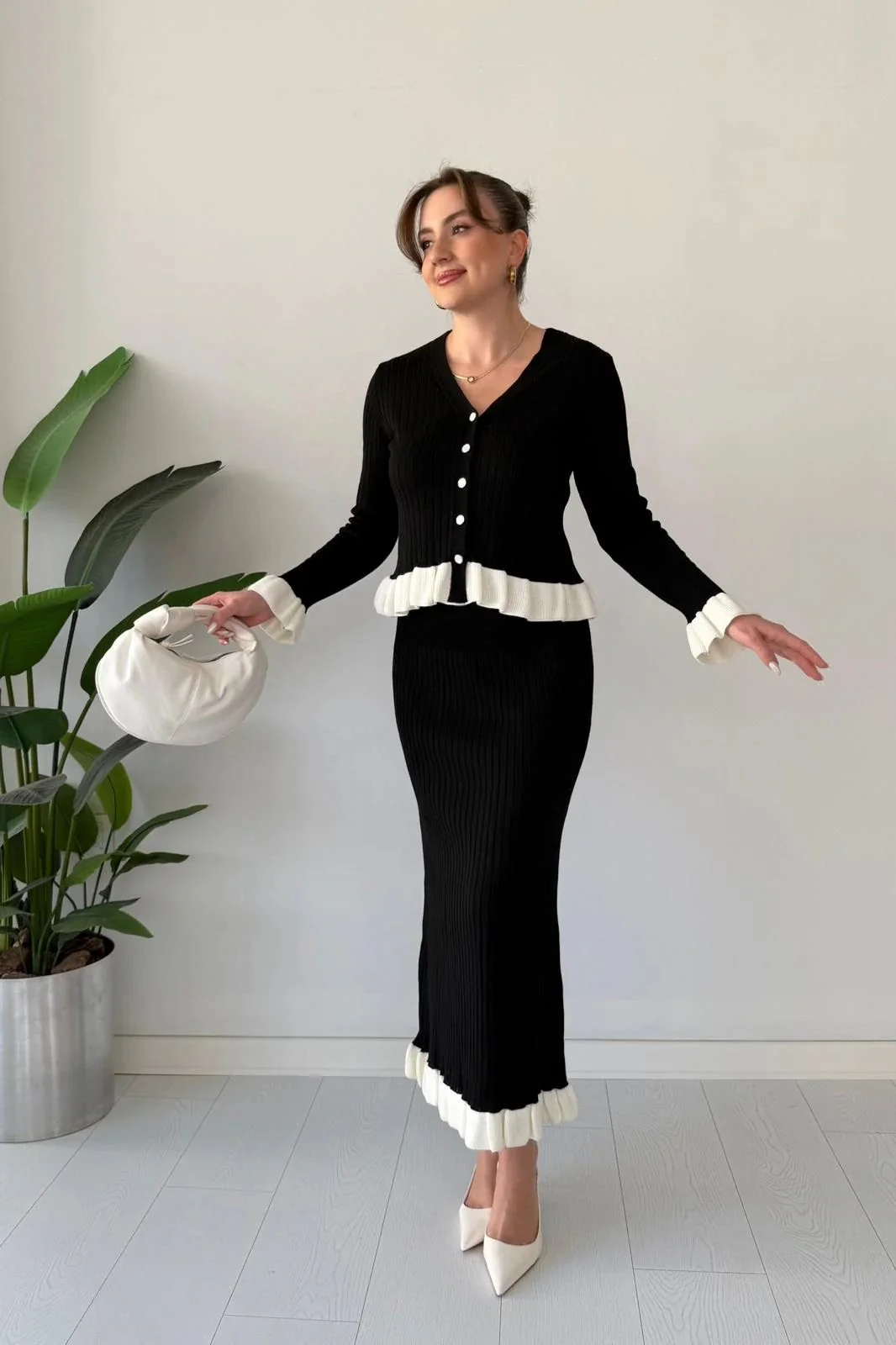 Merlot Ruffle Knit Skirt Set - Image 3