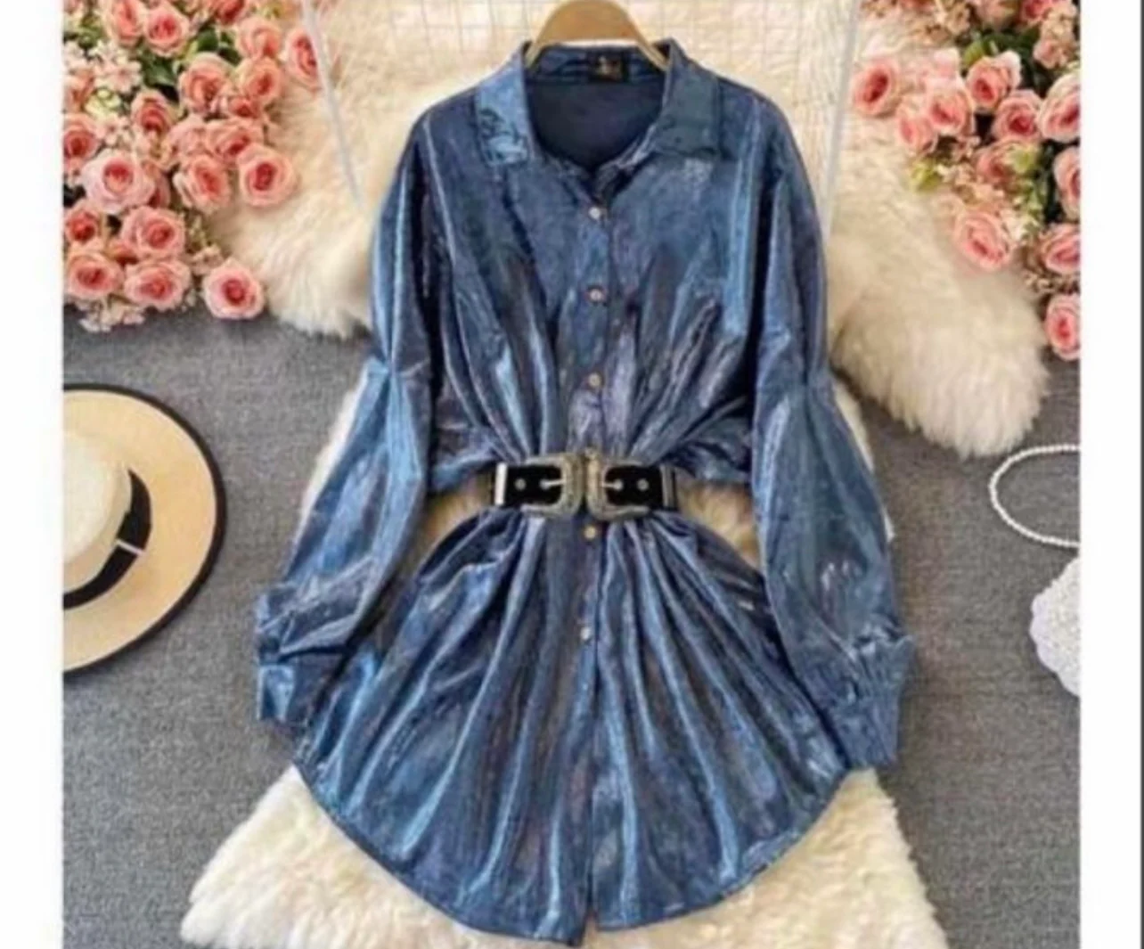 Mettalic Shirt Dress - Image 3