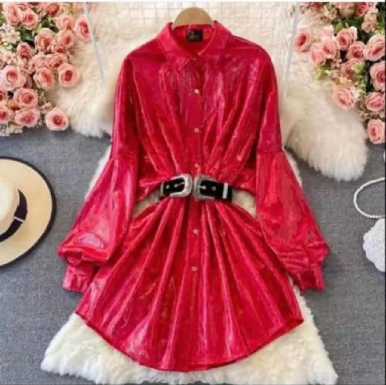 Mettalic Shirt Dress - Image 5