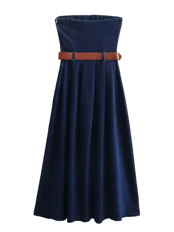 Zena Denim Belted Dress - Image 2