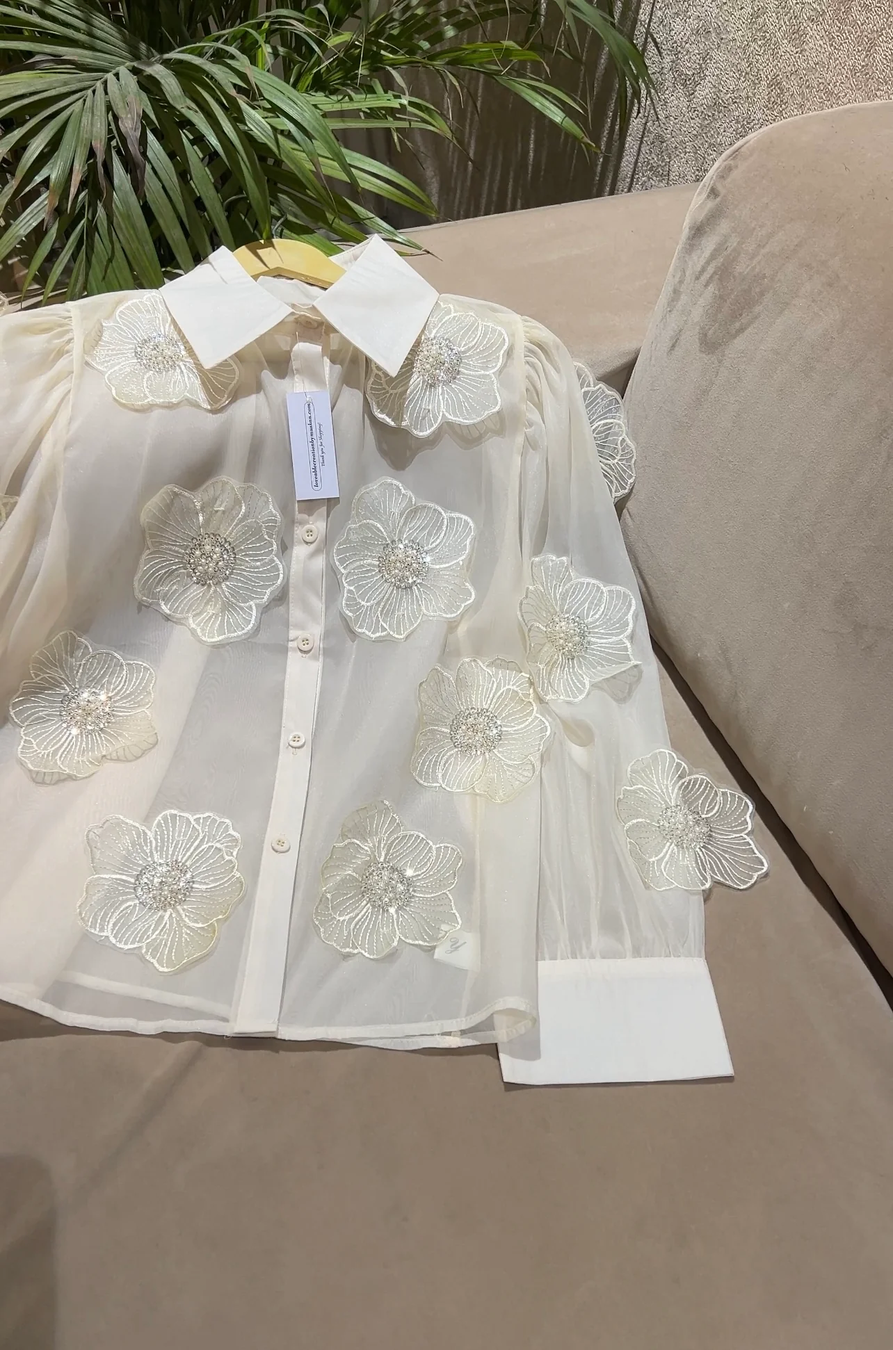 Organza Floral Embriodered Shirt - Image 4