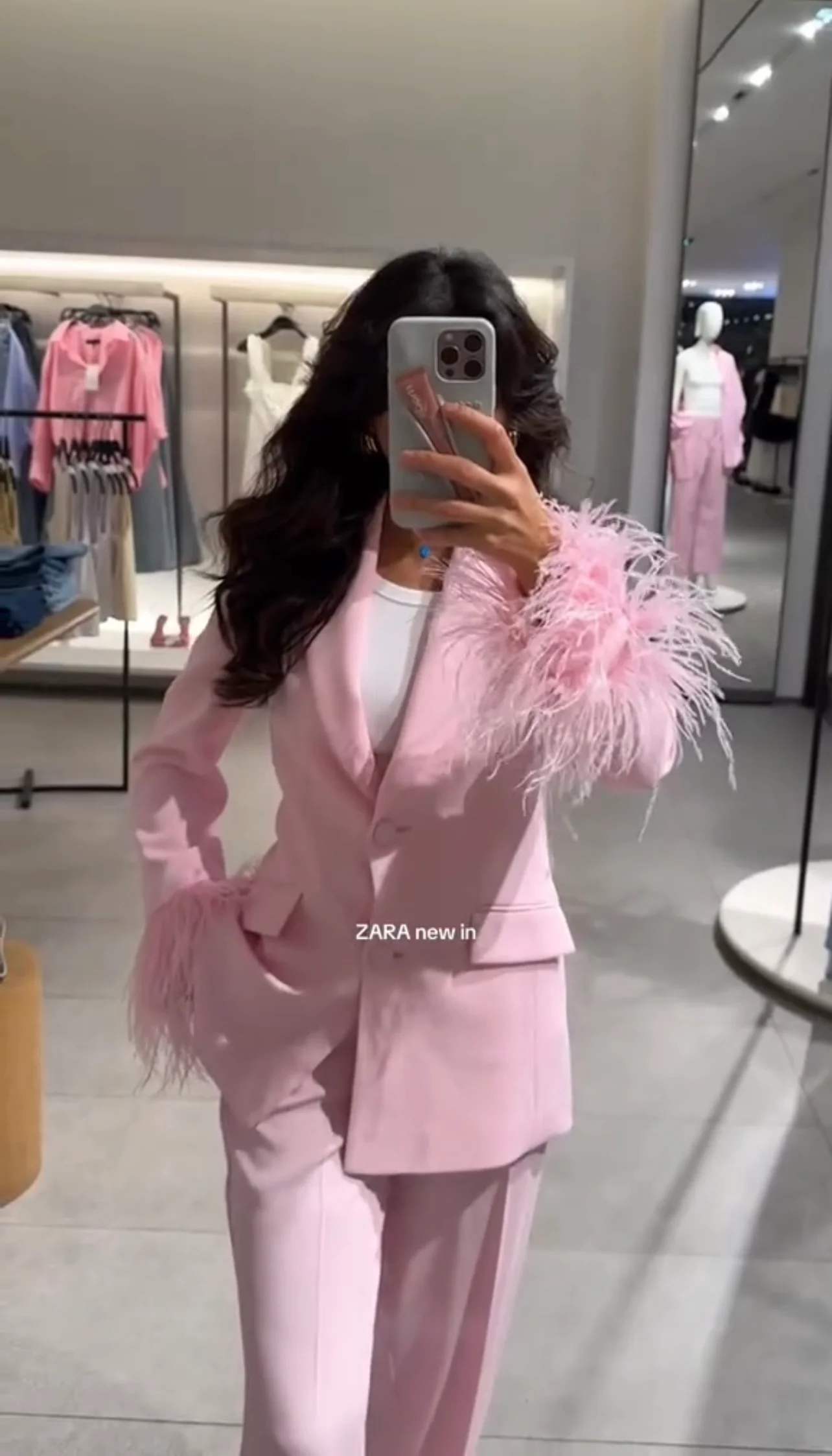 Pink Feather Blazer Set - Image 3