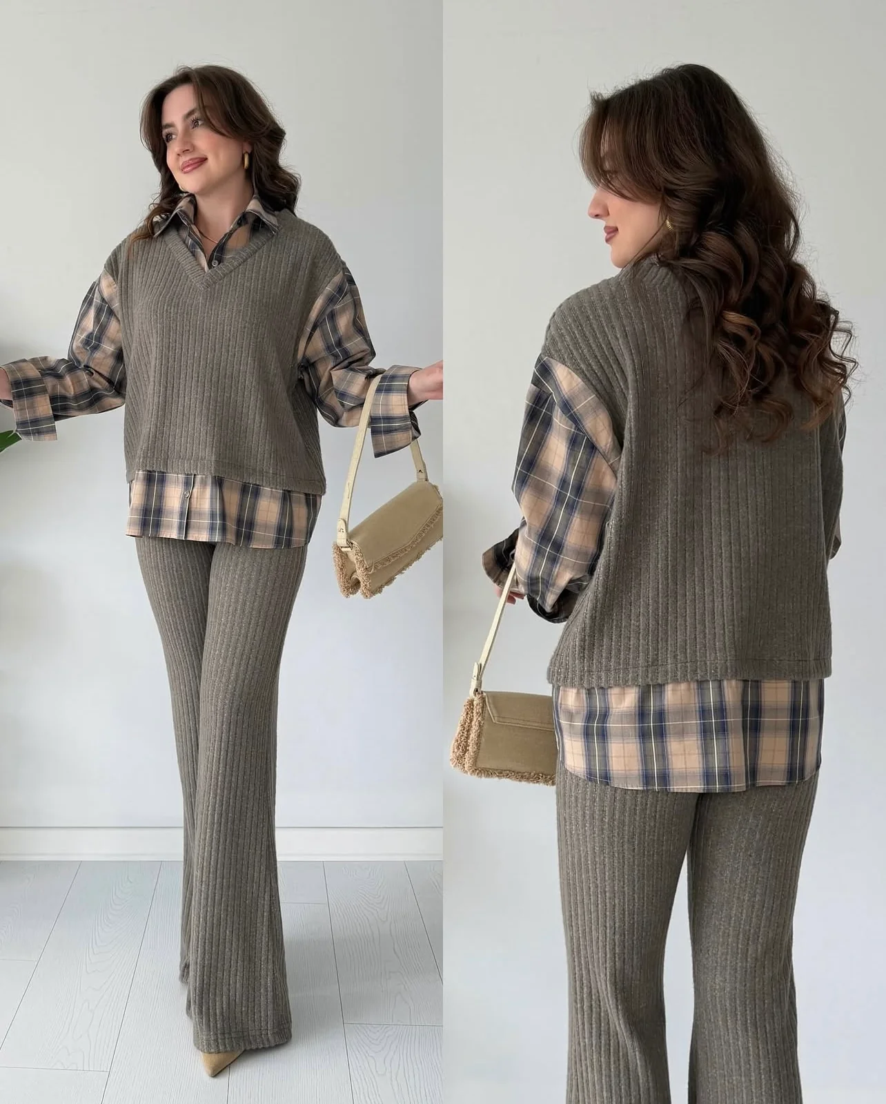 Plaid Knit Luxe Cords Set - Image 2