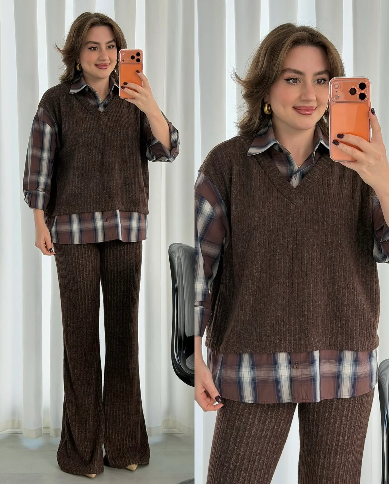 Plaid Knit Luxe Cords Set - Image 3