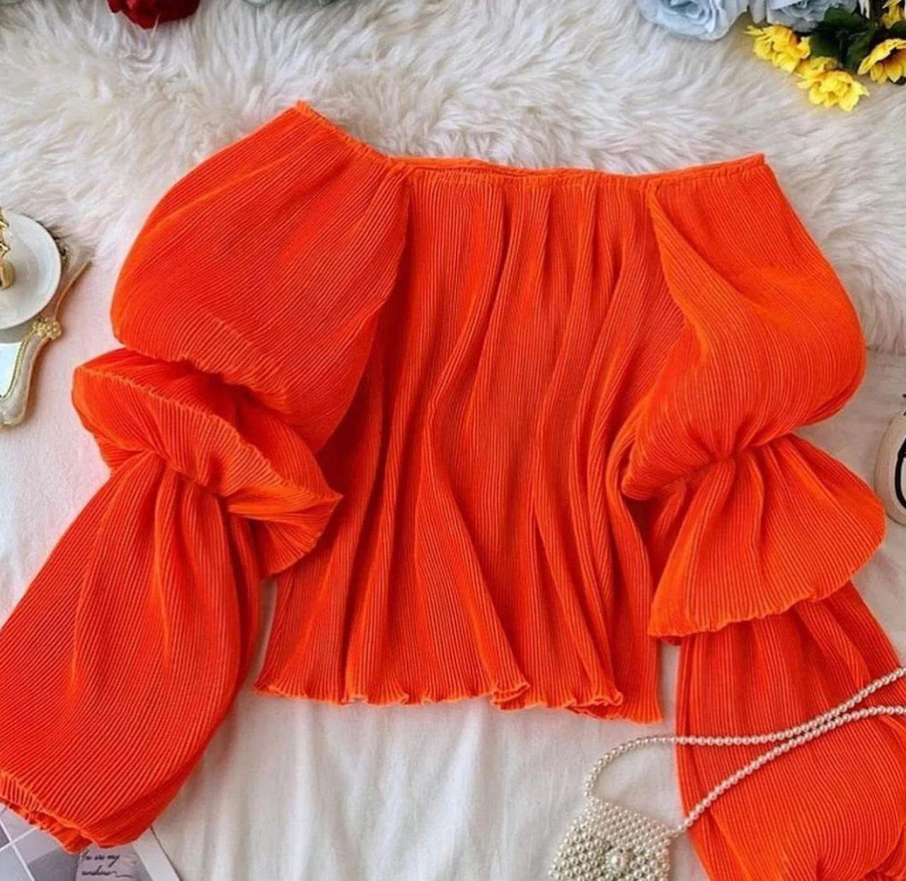 Pleated Puff Sleeves Top - Image 7