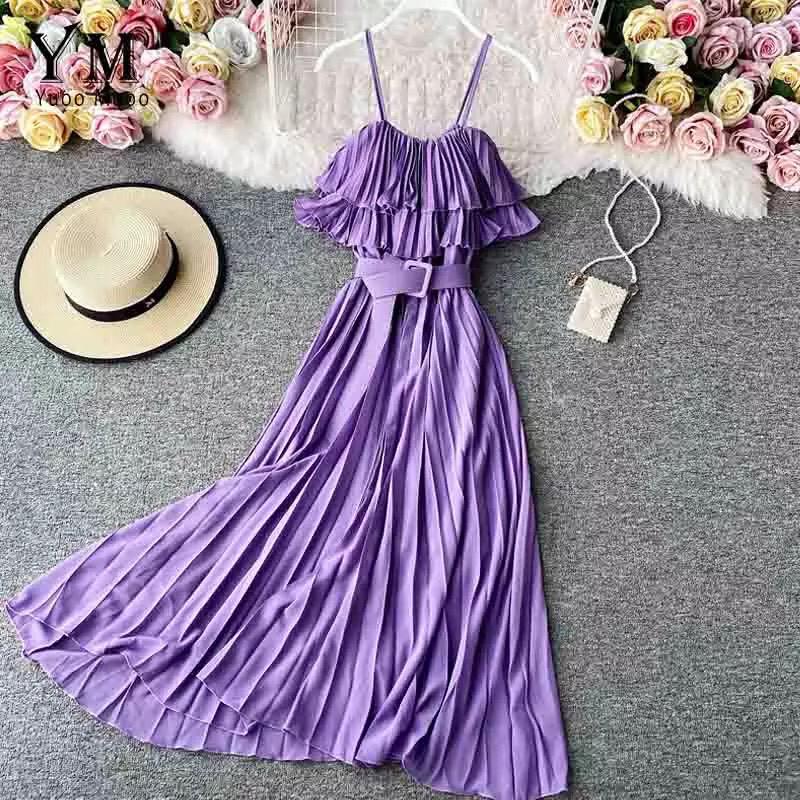 Pleated Ruffle Belt Dress - Image 3