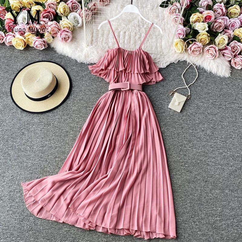 Pleated Ruffle Belt Dress - Image 4