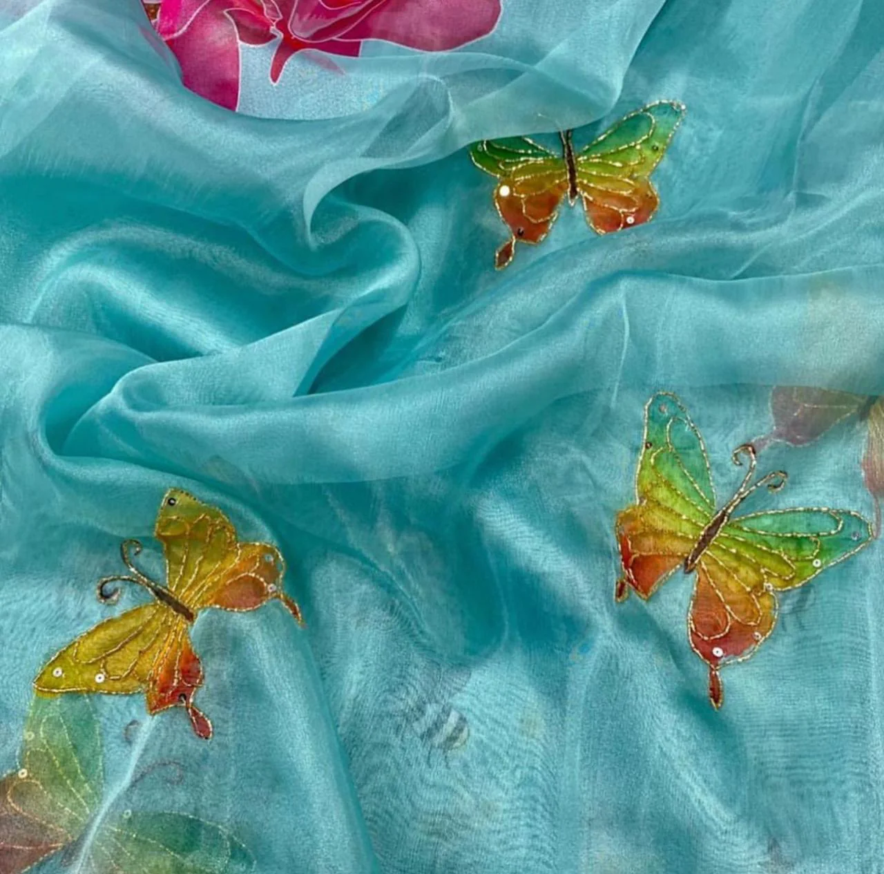 Pure Organza Handwork Sarees - Image 3
