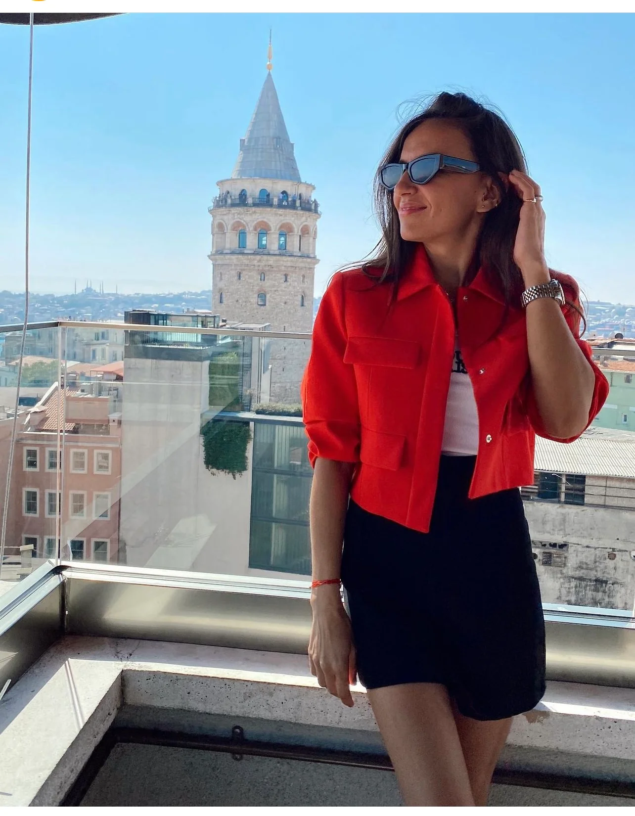 Red Cropped Blazer - Image 3