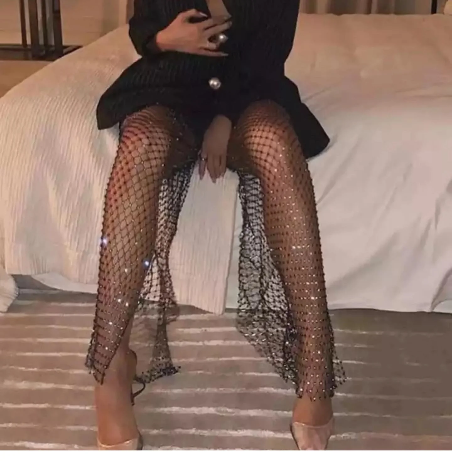 Rhinestone Mesh Pants - Image 3