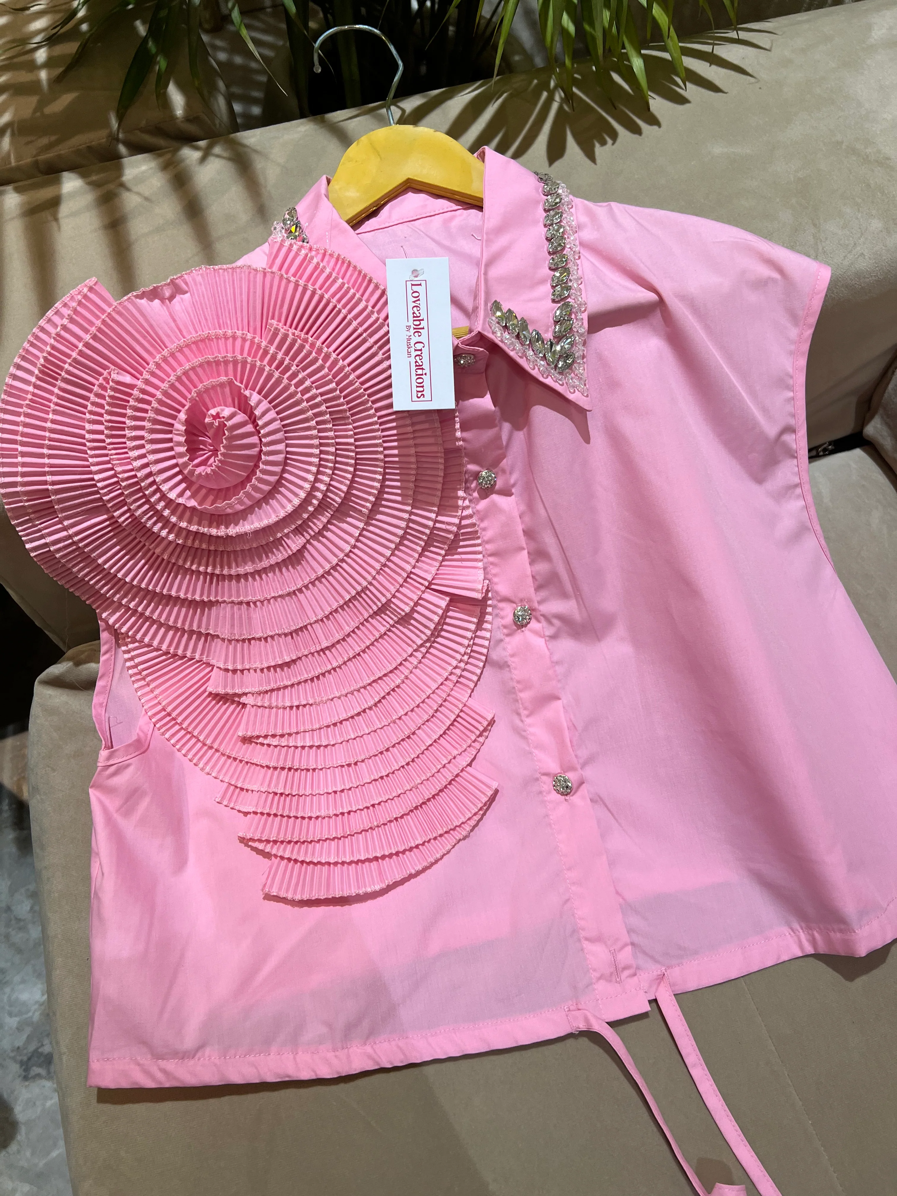 Rose Embellish Crop Shirt - Image 3