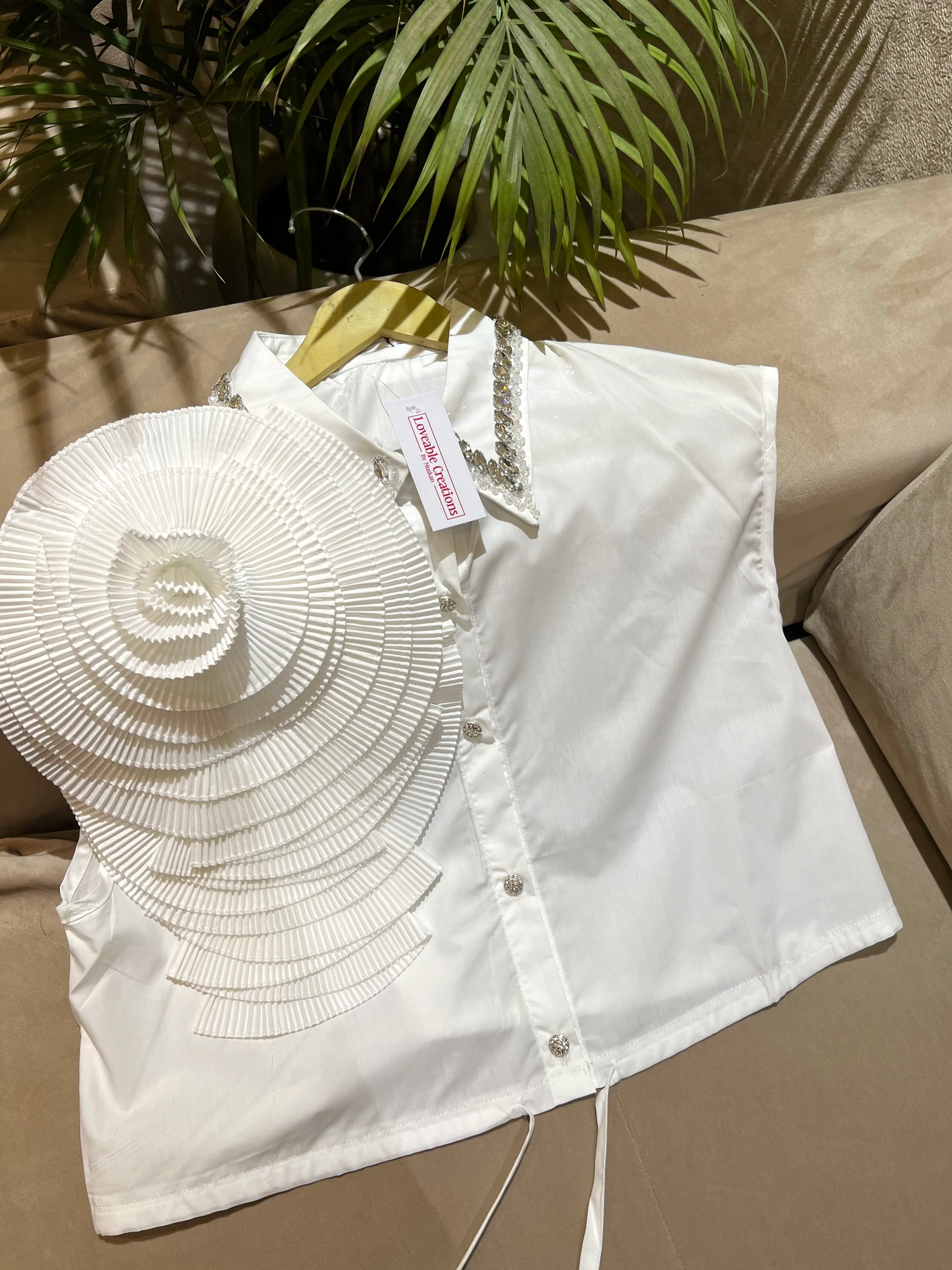 Rose Embellish Crop Shirt - Image 4