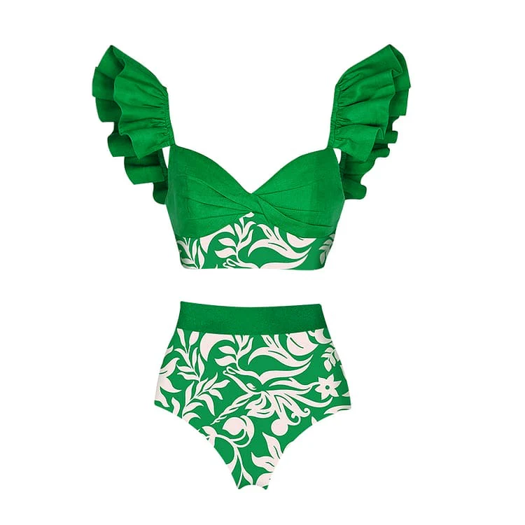 Ruffle Green Floral Swimsuit - Image 6