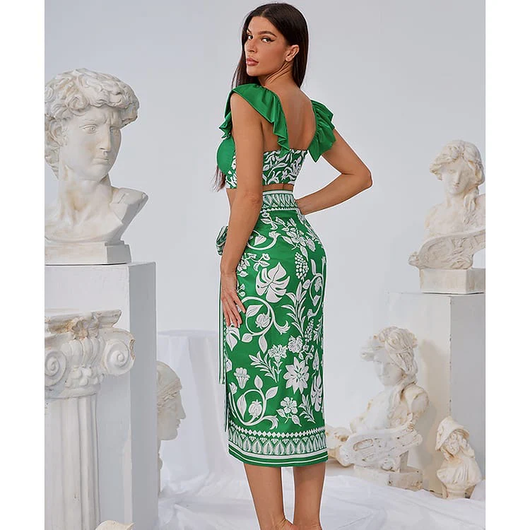 Ruffle Green Floral Swimsuit - Image 7