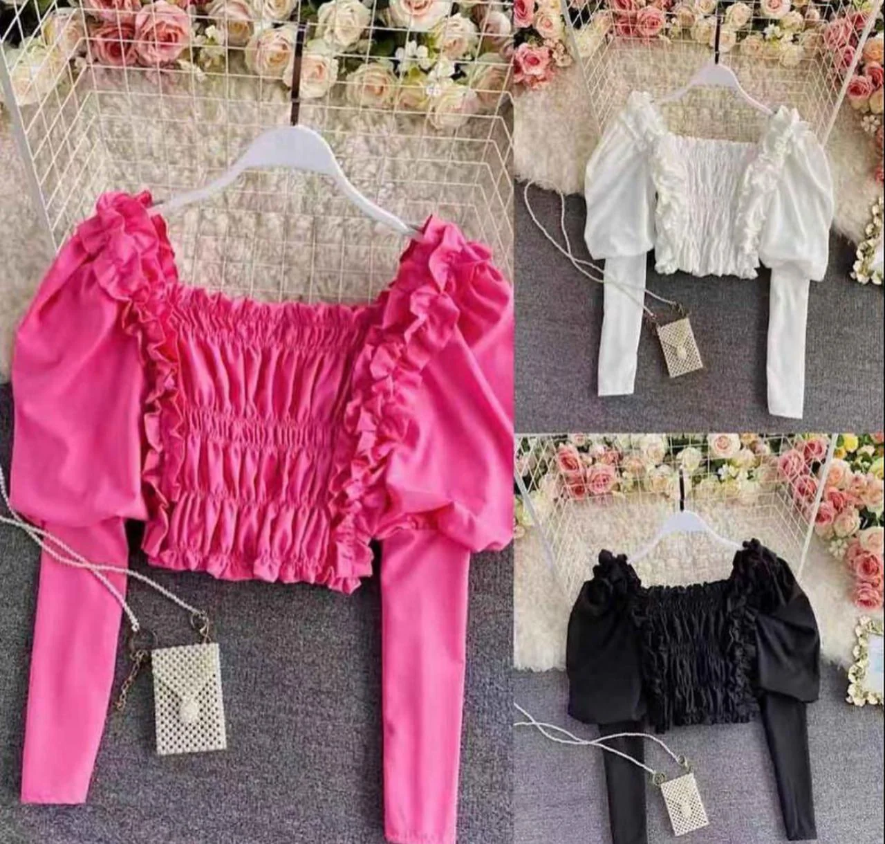 Ruffle Puff Sleeves Crop Top - Image 8