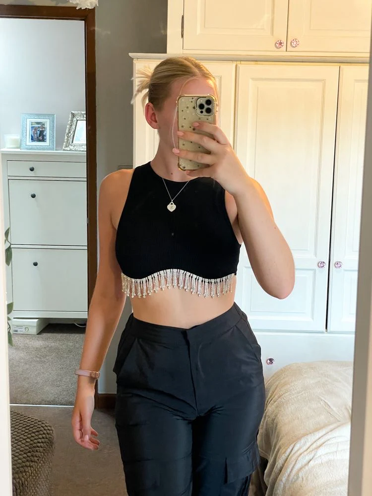 Saas Diamond Tassel Crop Top - Image 2