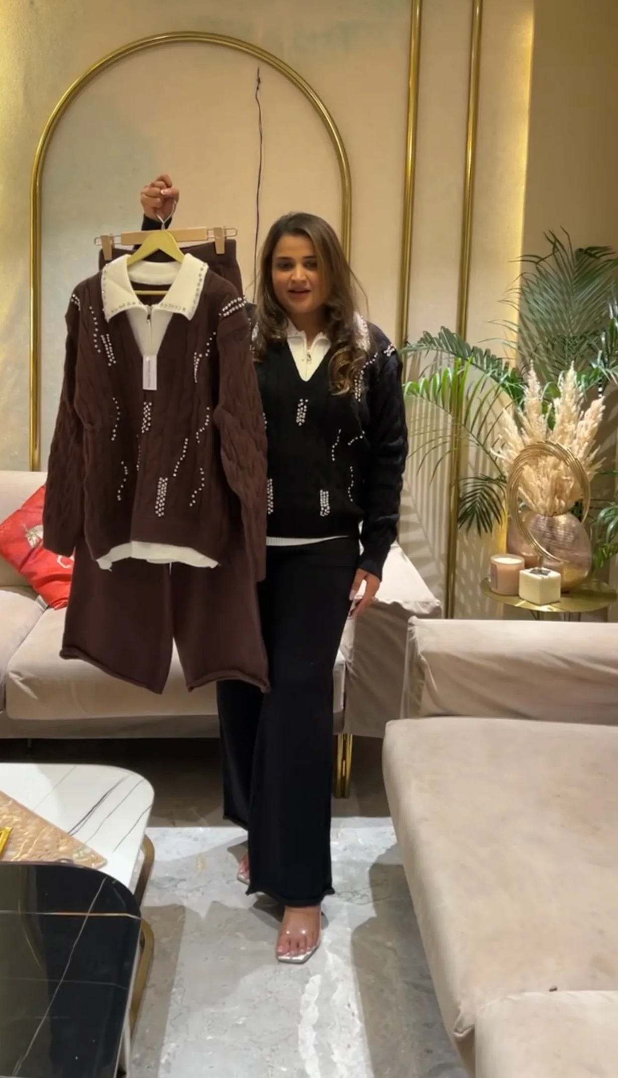 Sequins Cable Knit Luxe Set - Image 2